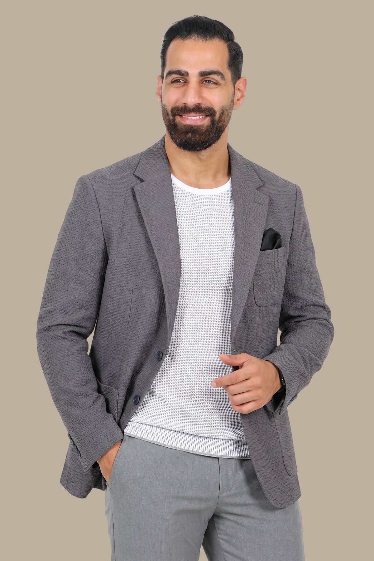 Urban Edge: Dark Grey Notch Lapel Blazer
