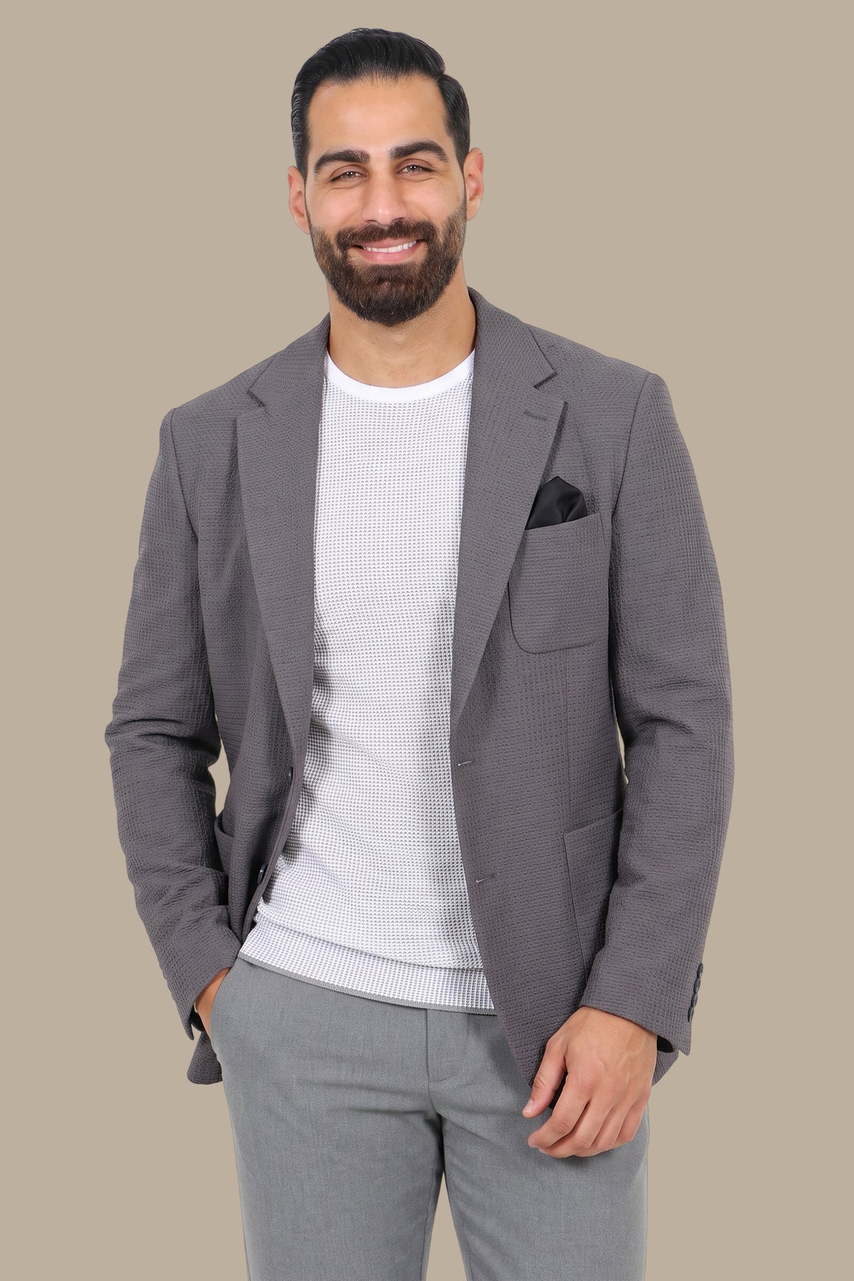 Urban Edge: Dark Grey Notch Lapel Blazer