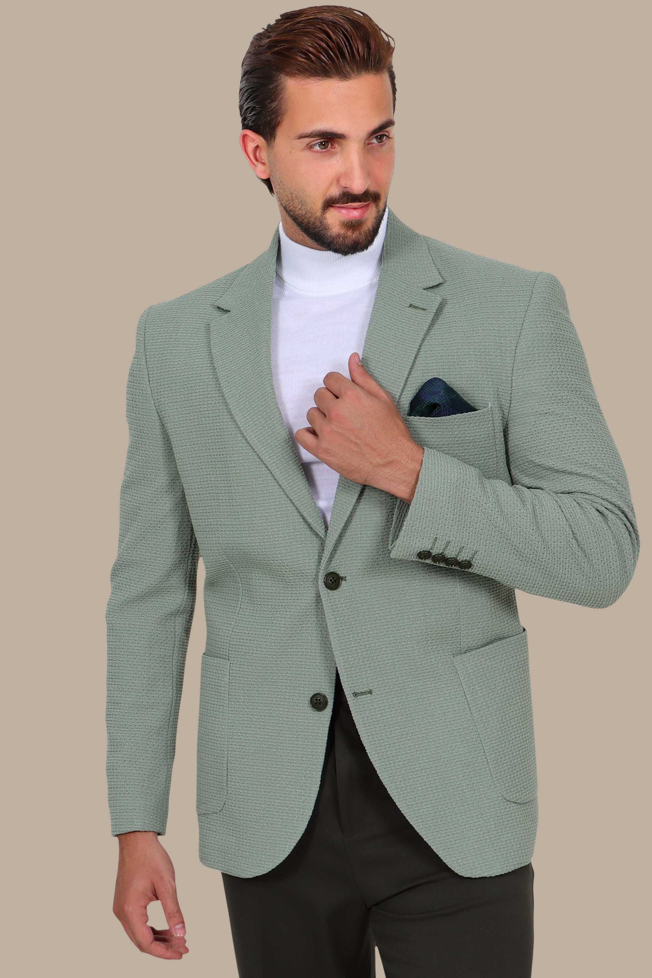 Breathable Notch Lapel Blazer Mint