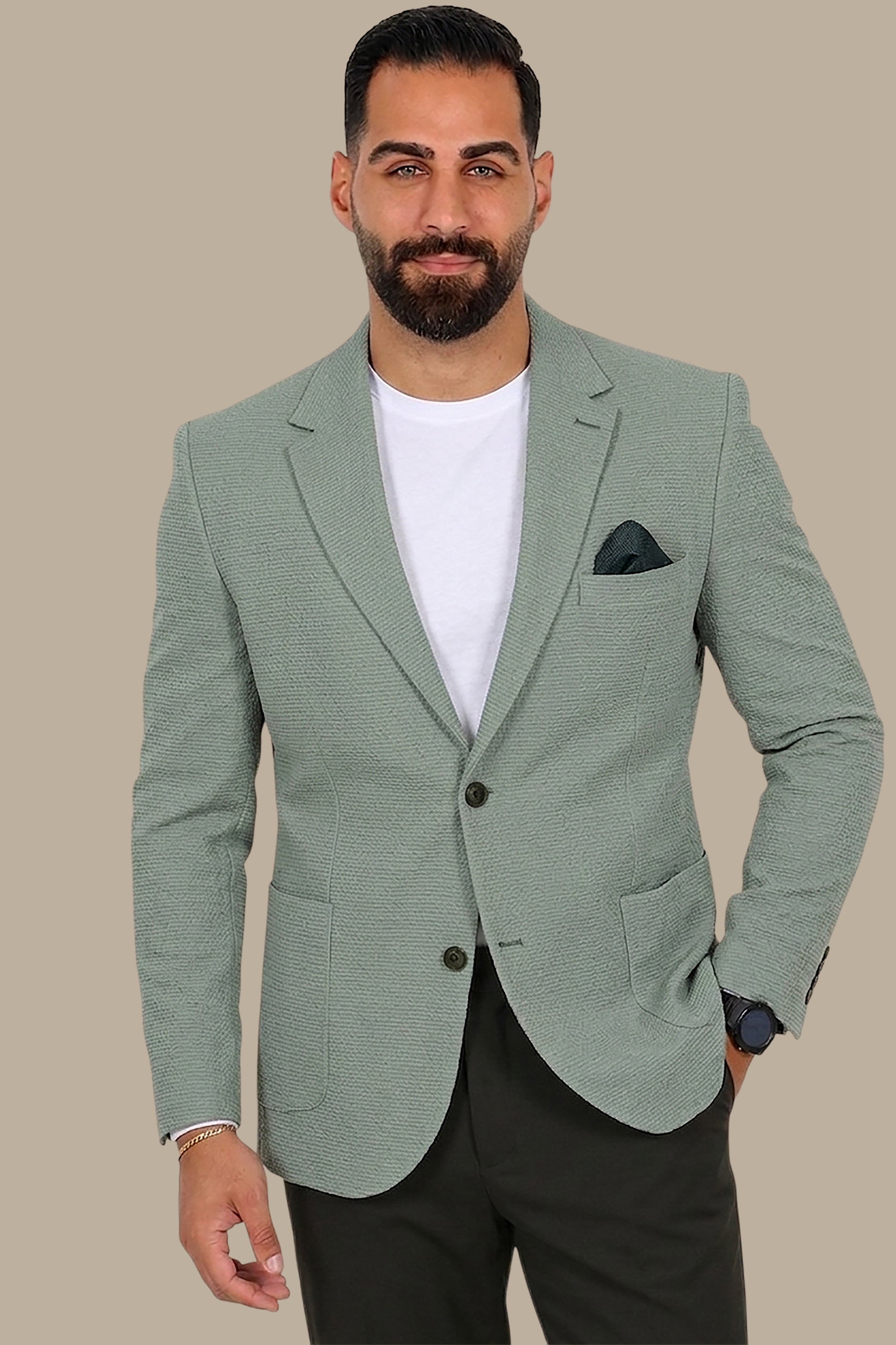 Breathable Notch Lapel Blazer Mint
