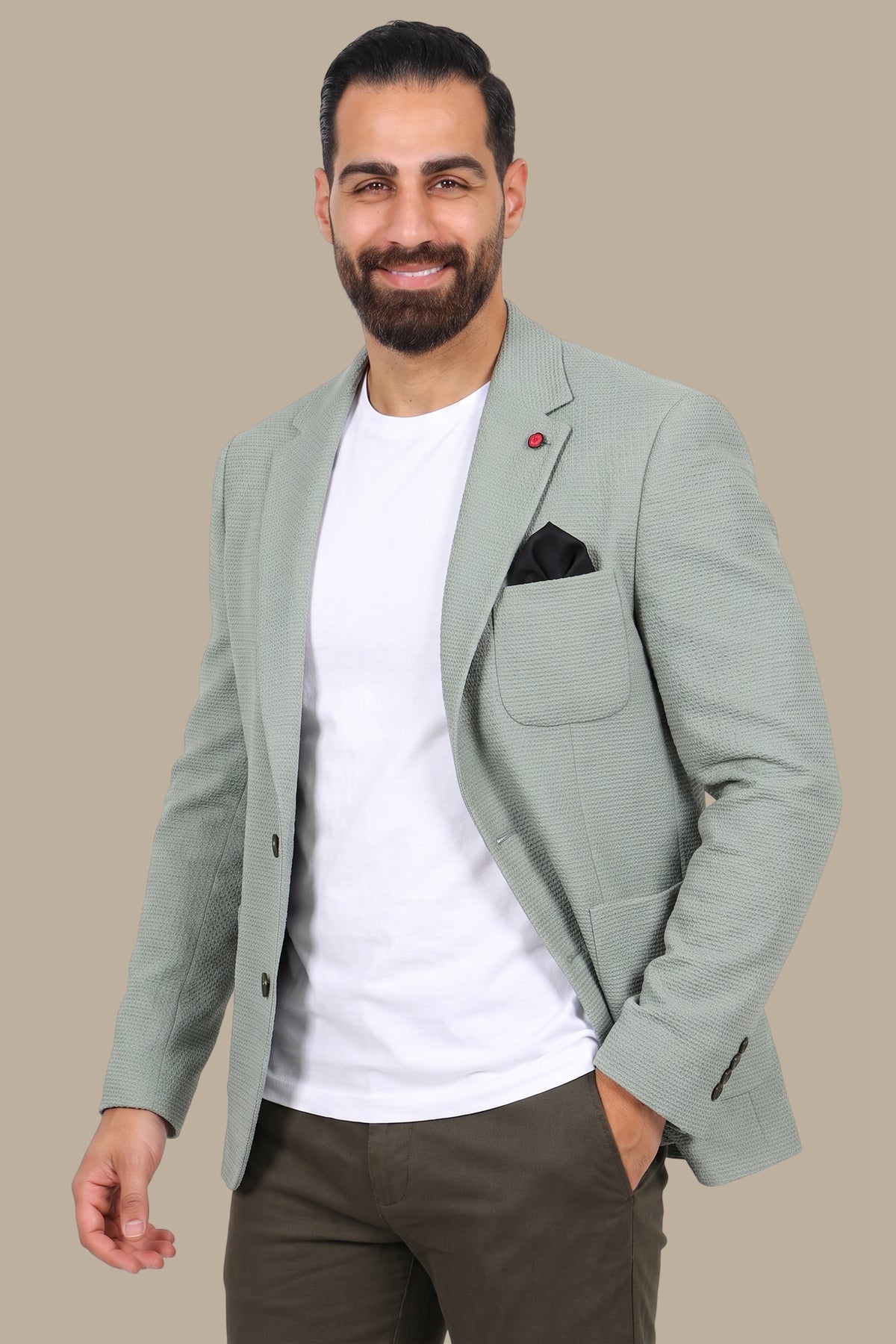 Breathable Notch Lapel Blazer Mint