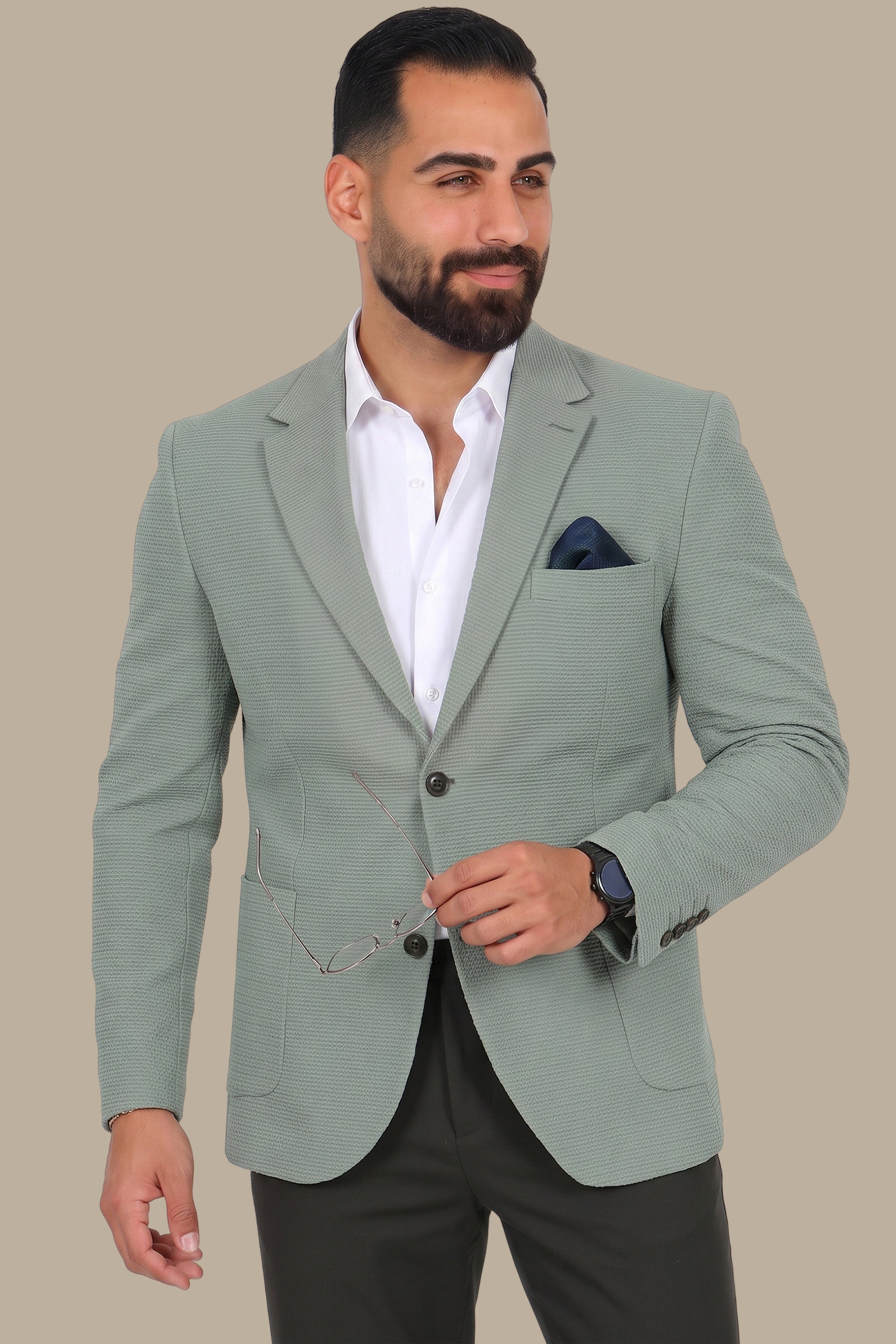 Breathable Notch Lapel Blazer Mint