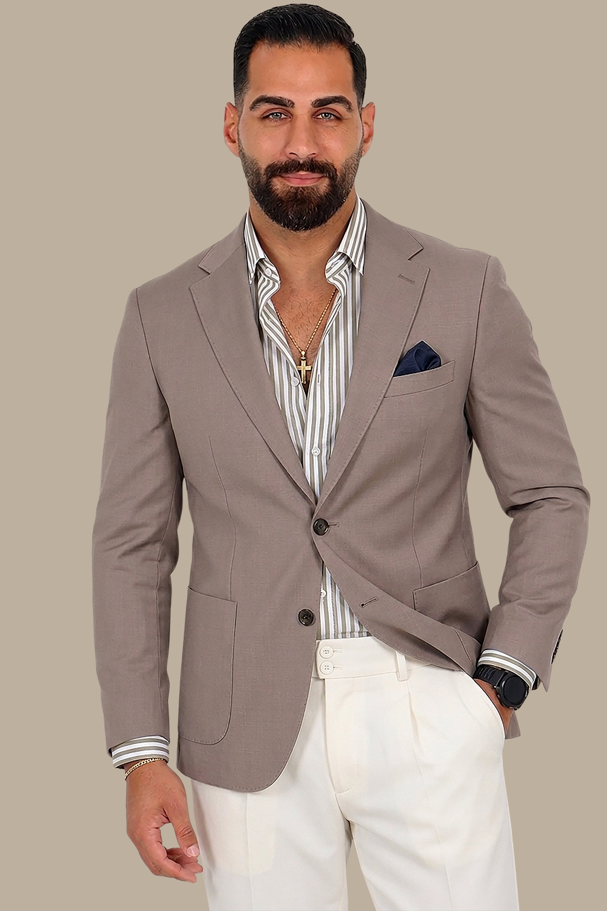 Mocha Structured Notch Lapel Blazer