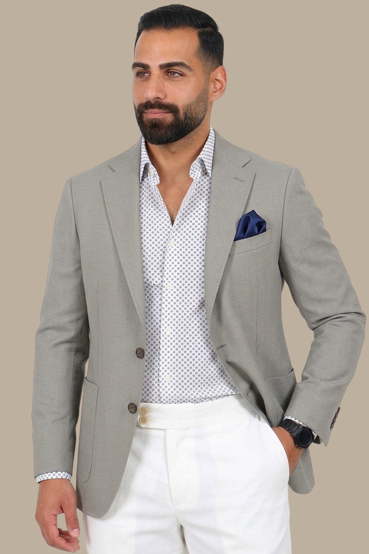 Light Olive Structured Notch Lapel Blazer
