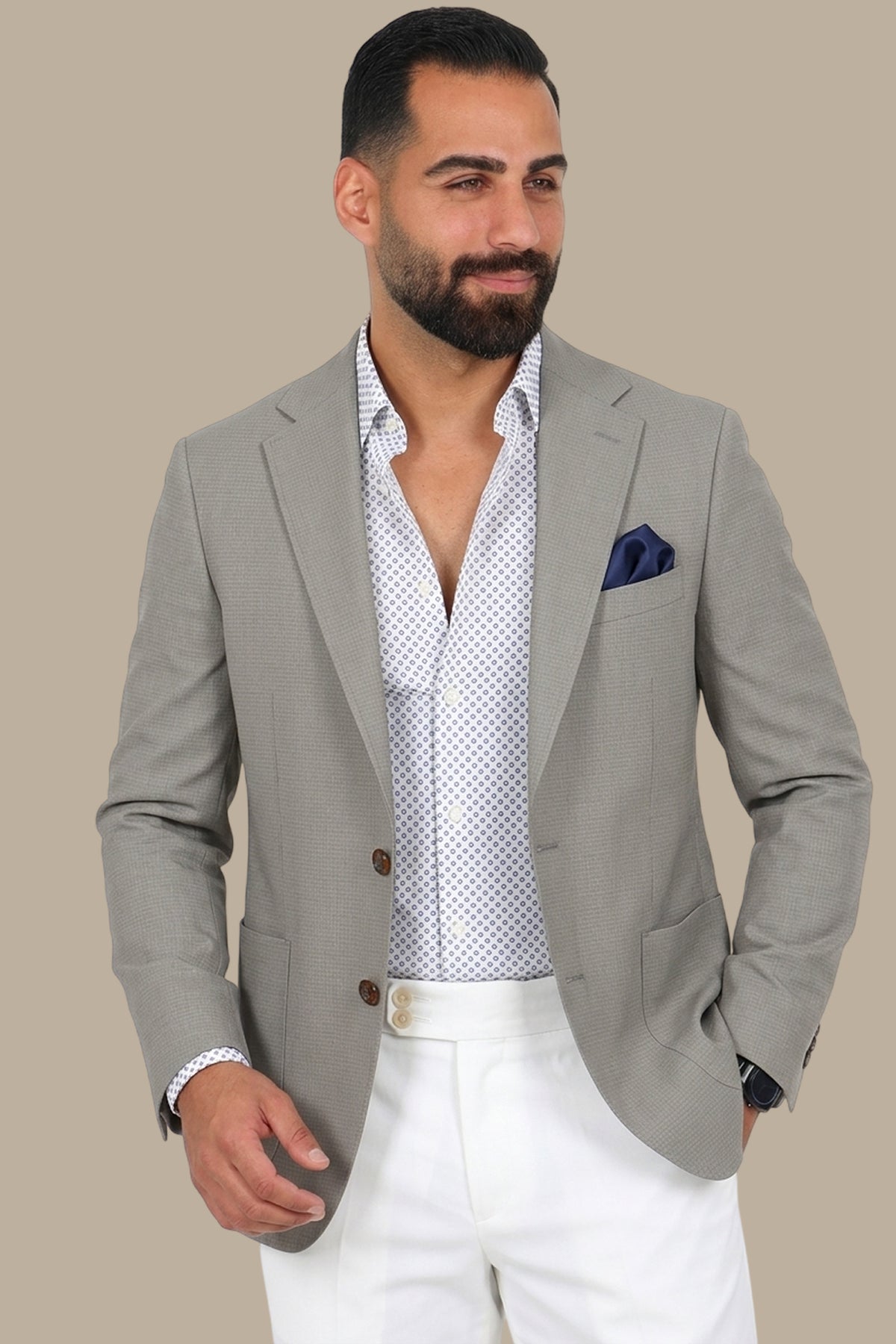 Light Olive Structured Notch Lapel Blazer
