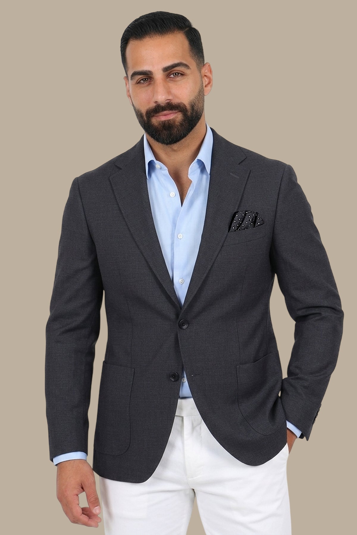 Dark Grey Structured Notch Lapel Blazer