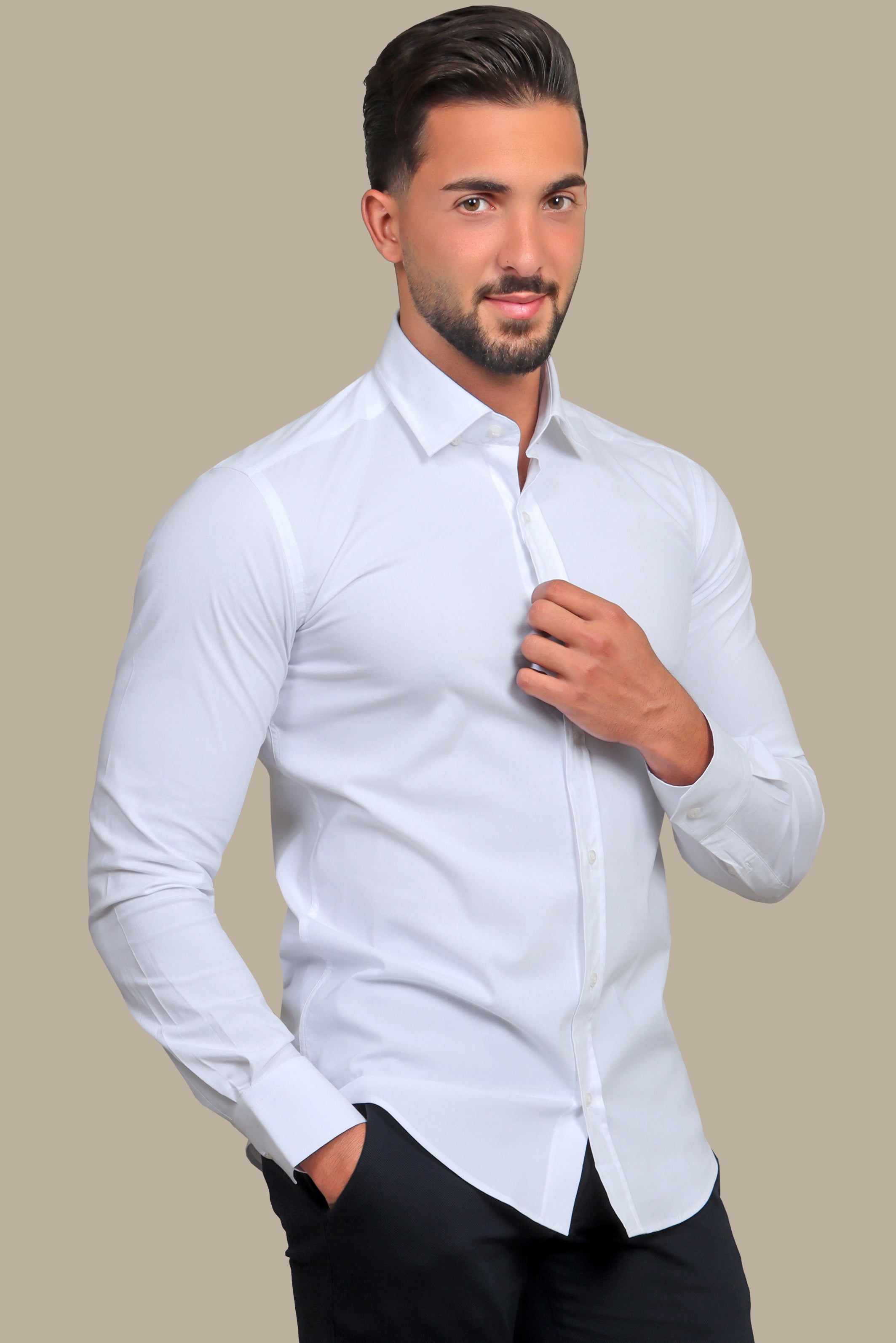 Pure Elegance: Classic White Lycra Shirt