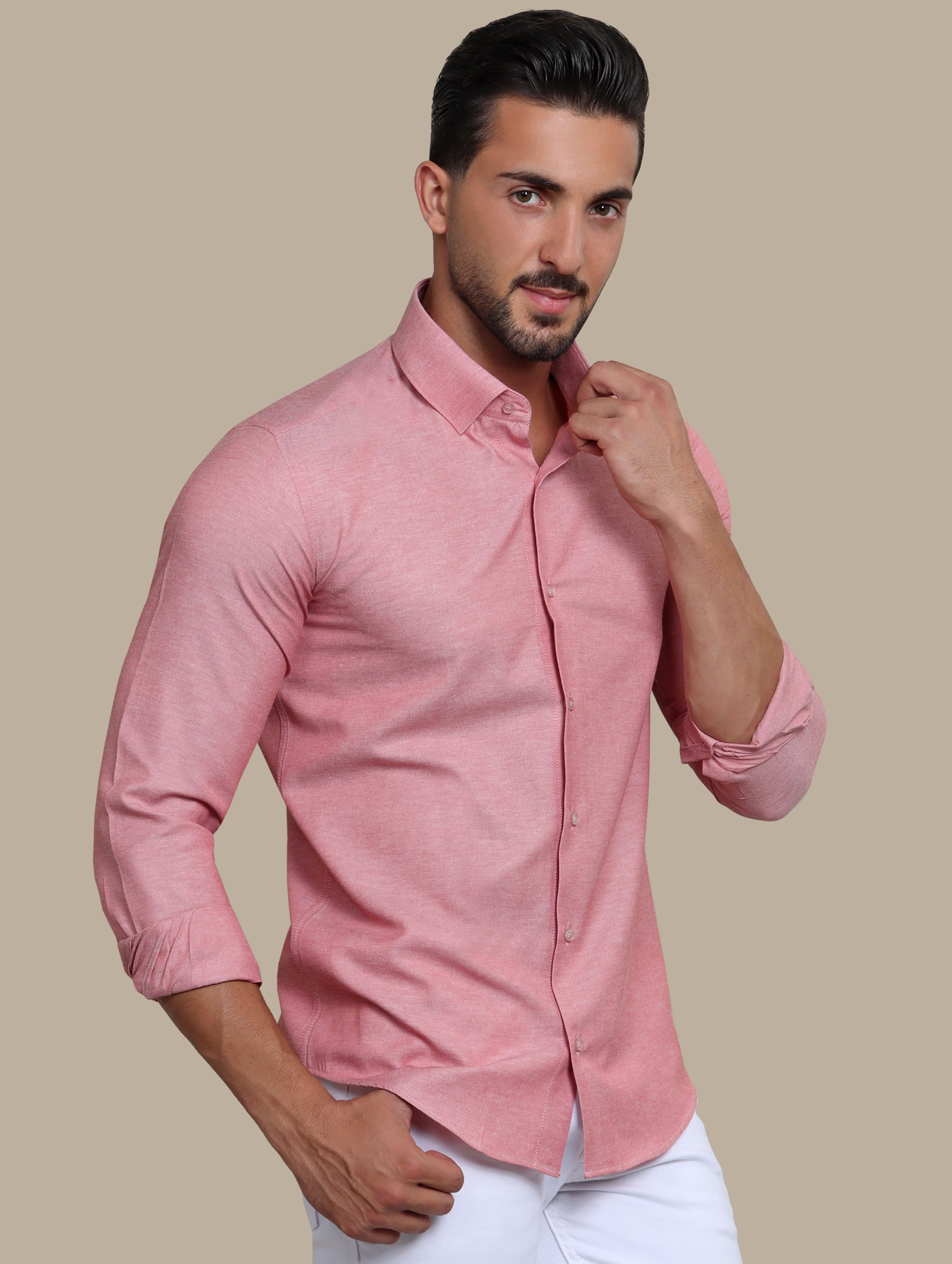 Chambray Sophistication: Slim Fit Brick Shirt