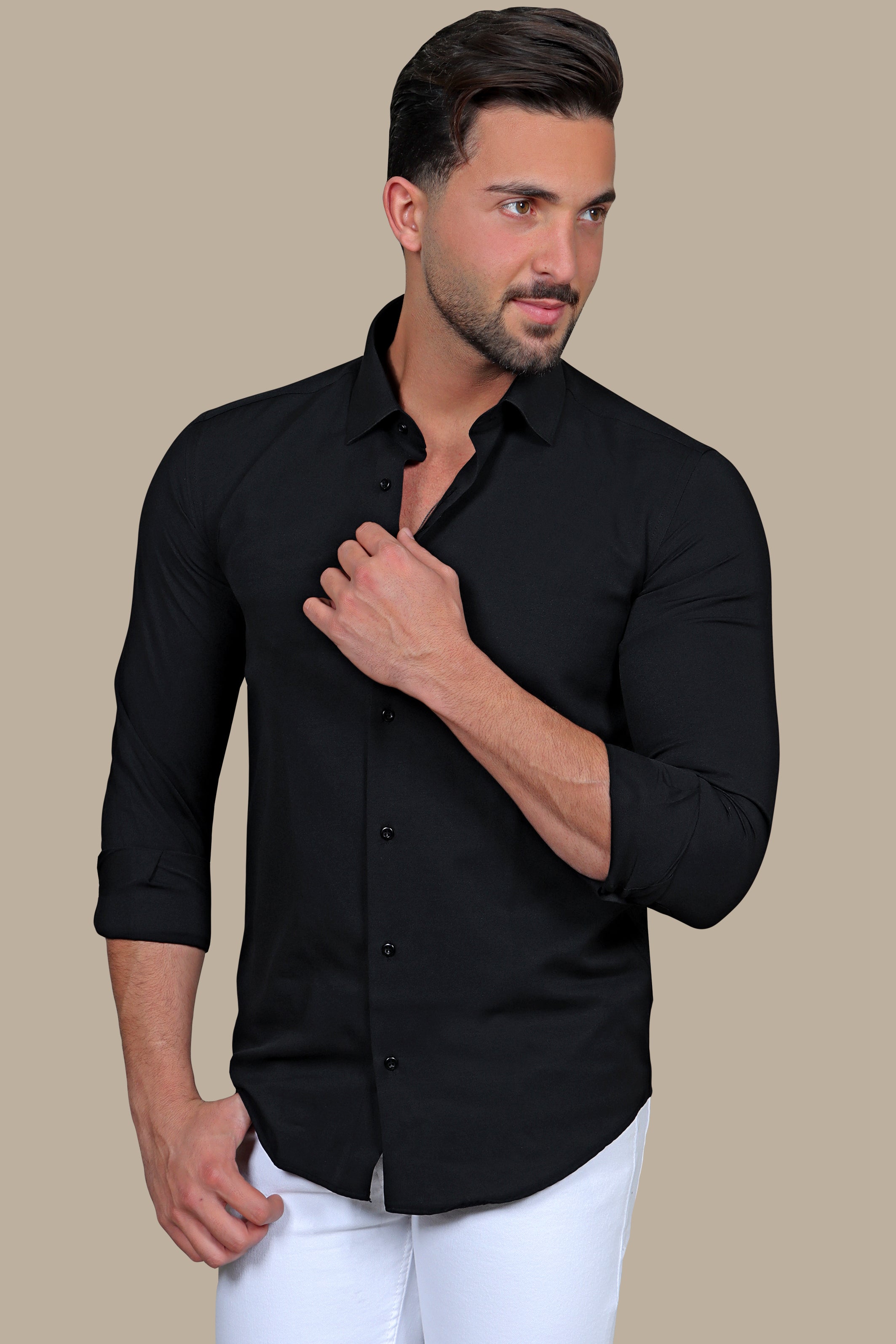 Black Chambray Slim-Fit Shirt