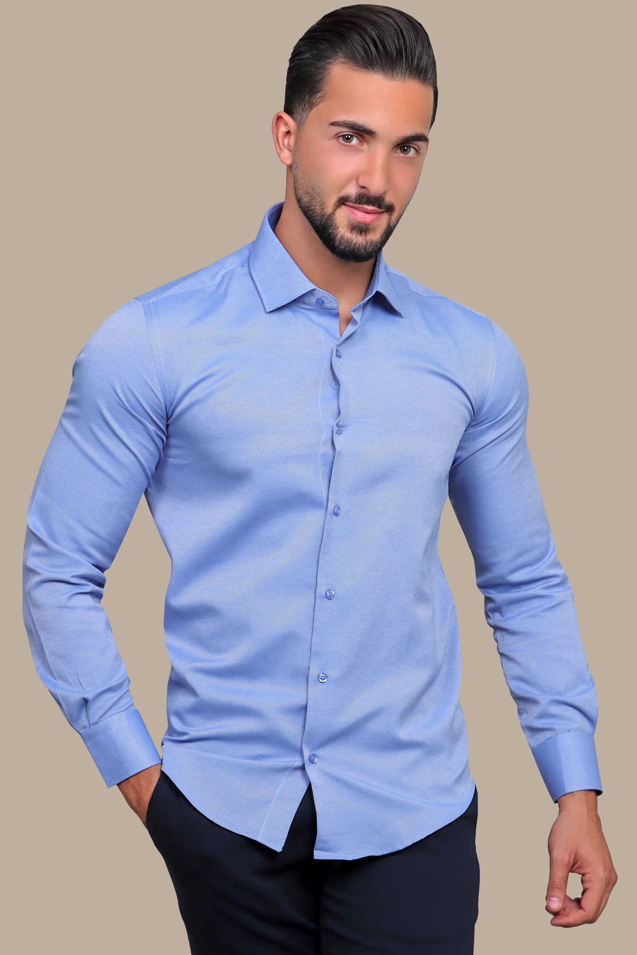 Dark Blue Oxford Slim Fit Shirt