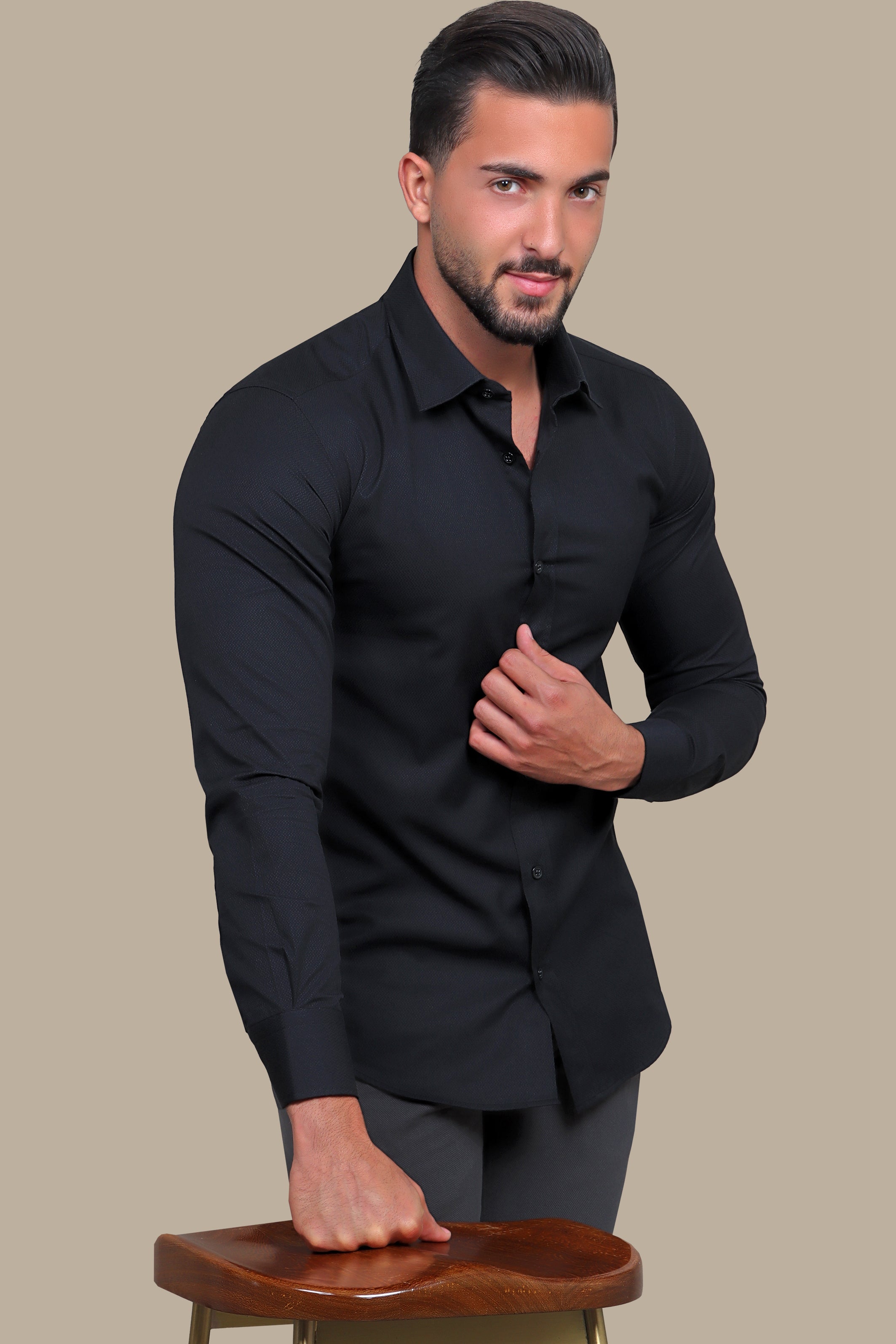 Midnight Elegance: Timeless Black Shirt