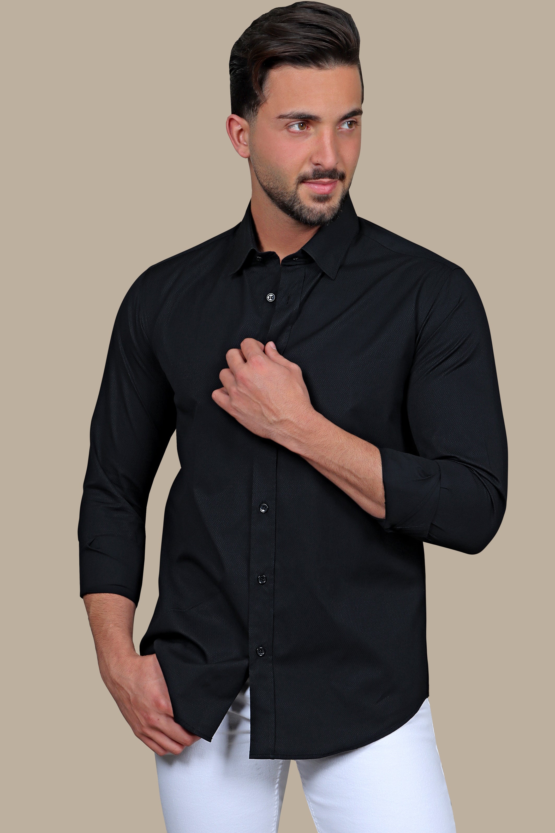 Midnight Elegance: Timeless Black Shirt