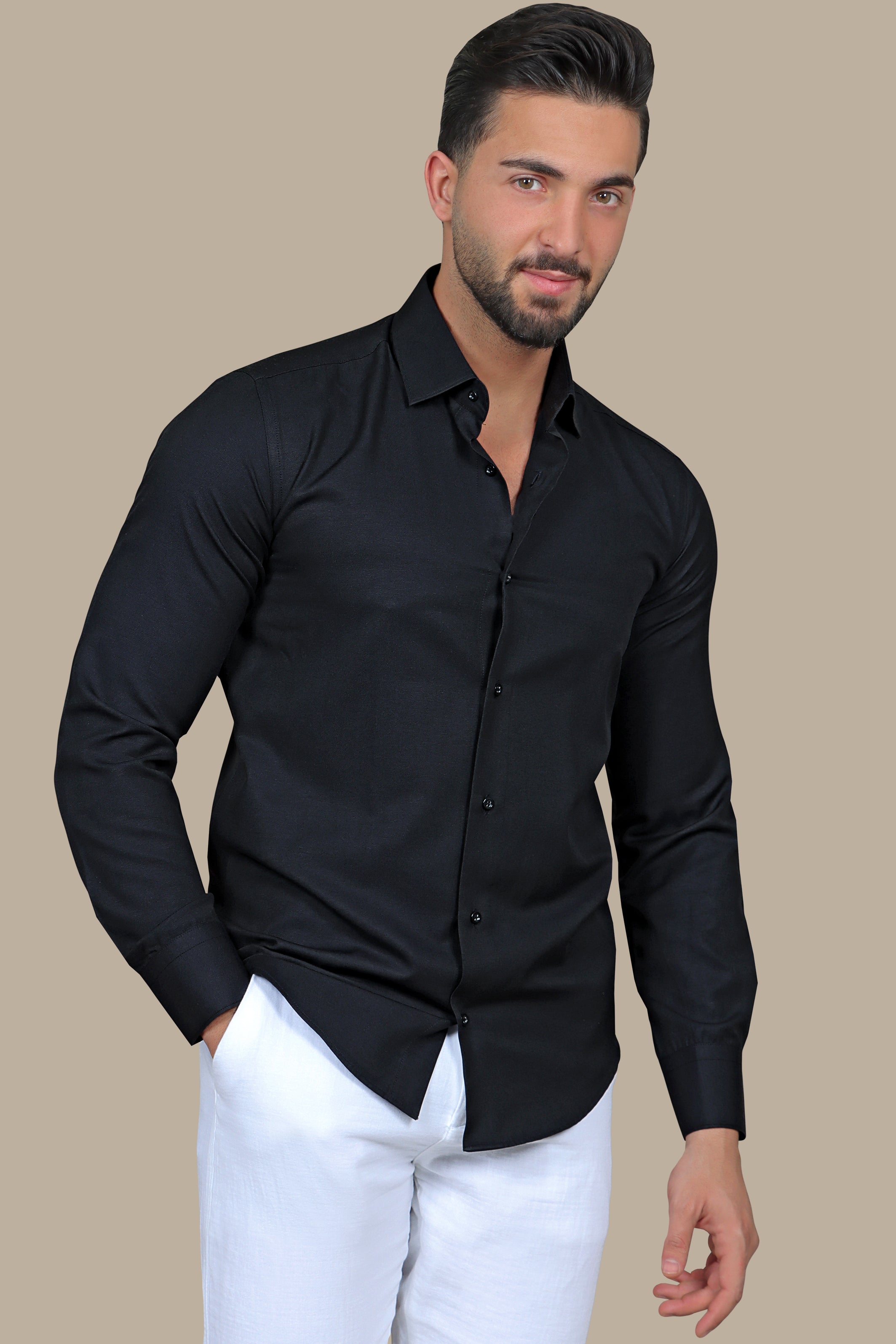 Shirt Chambray Slim Fit | Black