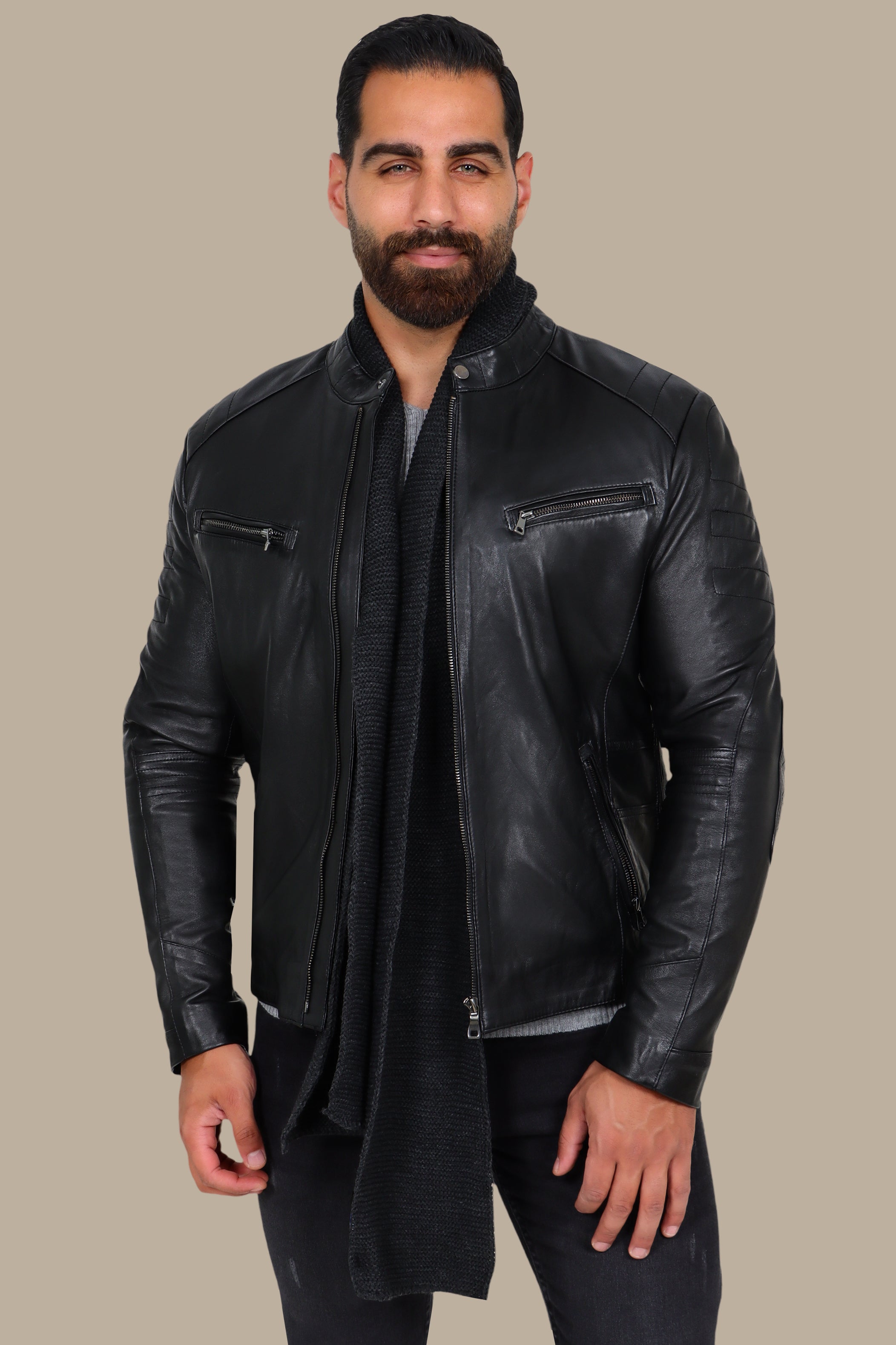Real Leather Black Biker Jacket