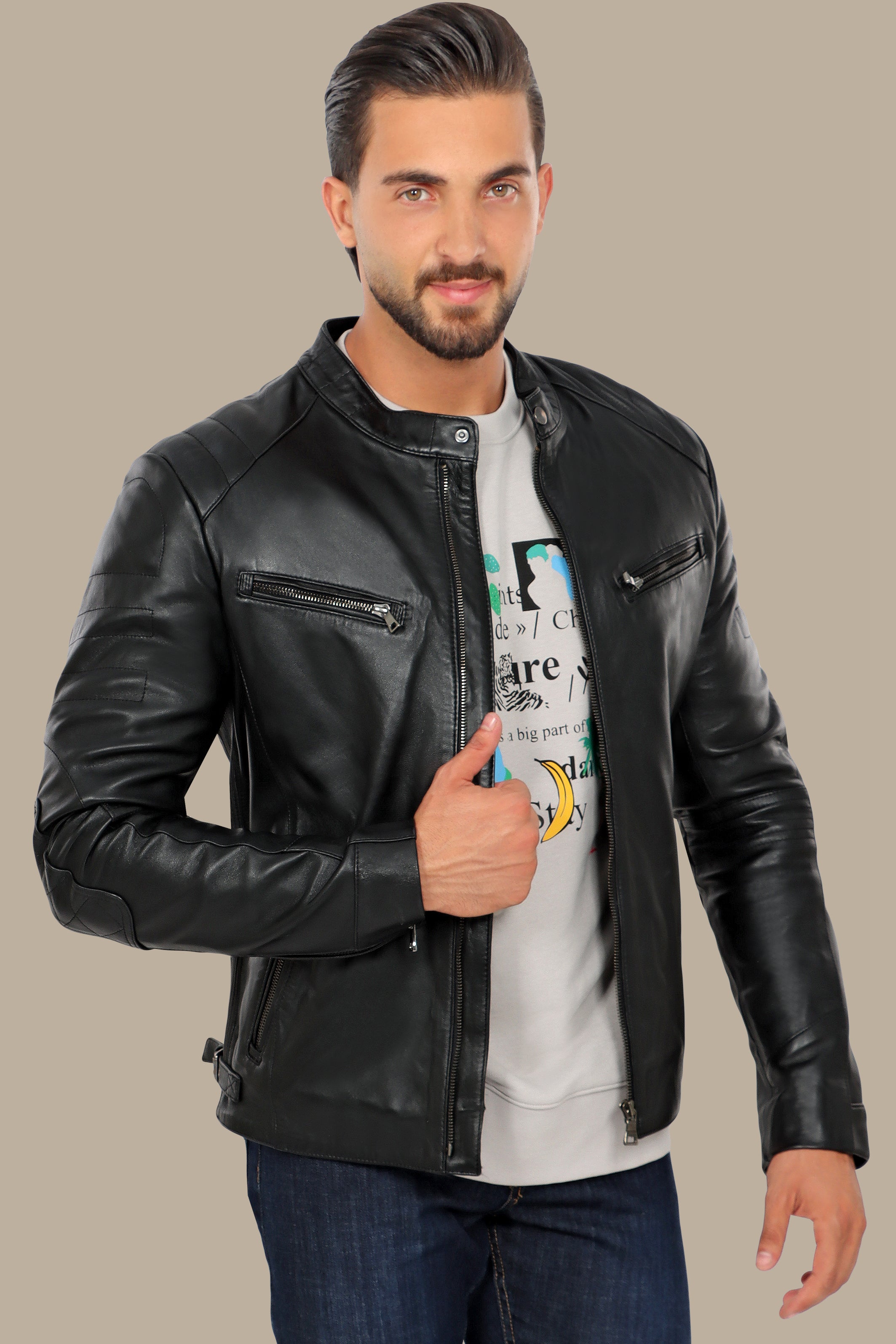 Real Leather Black Biker Jacket