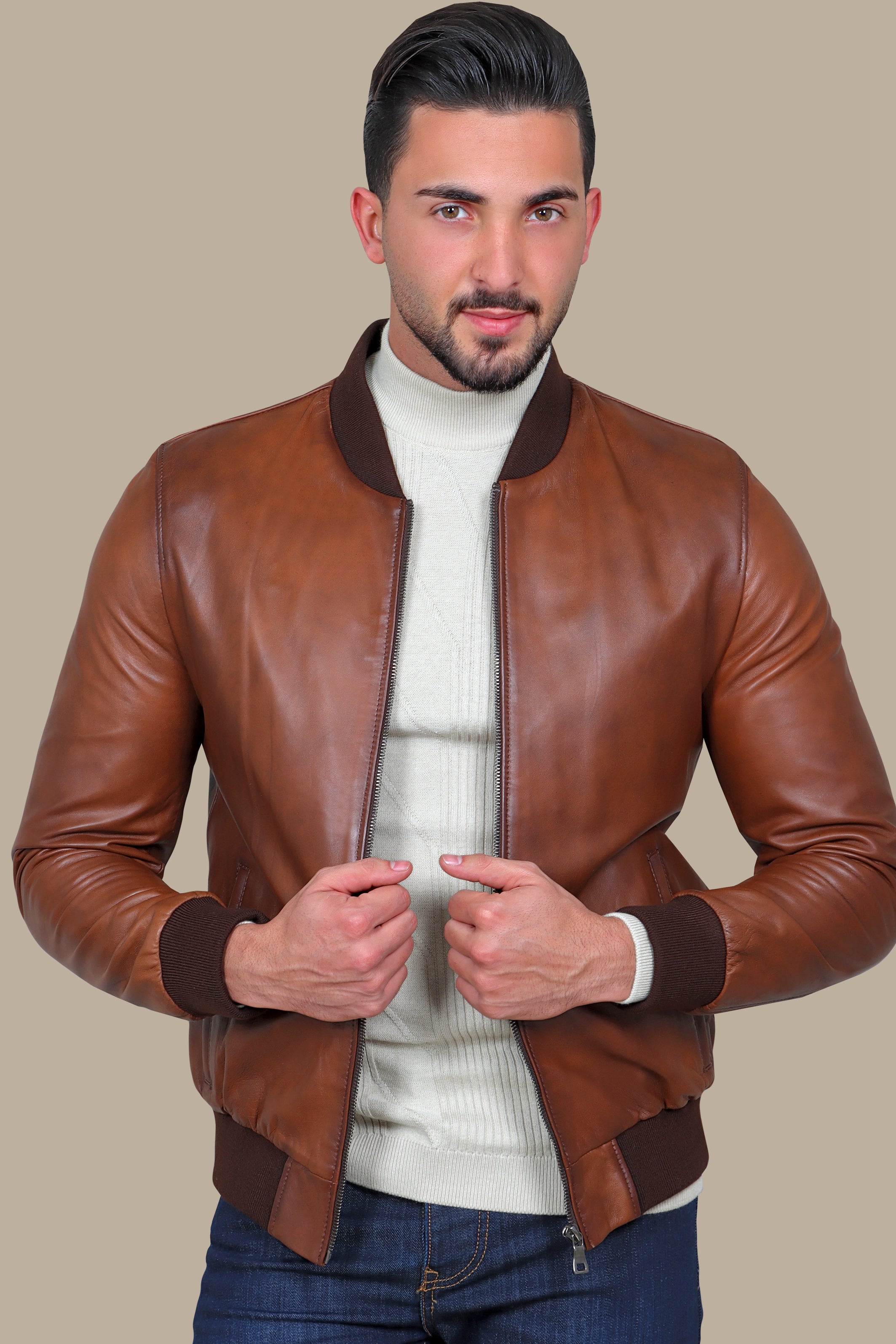 Jacket Real Leather Basic Col Mao | Havan