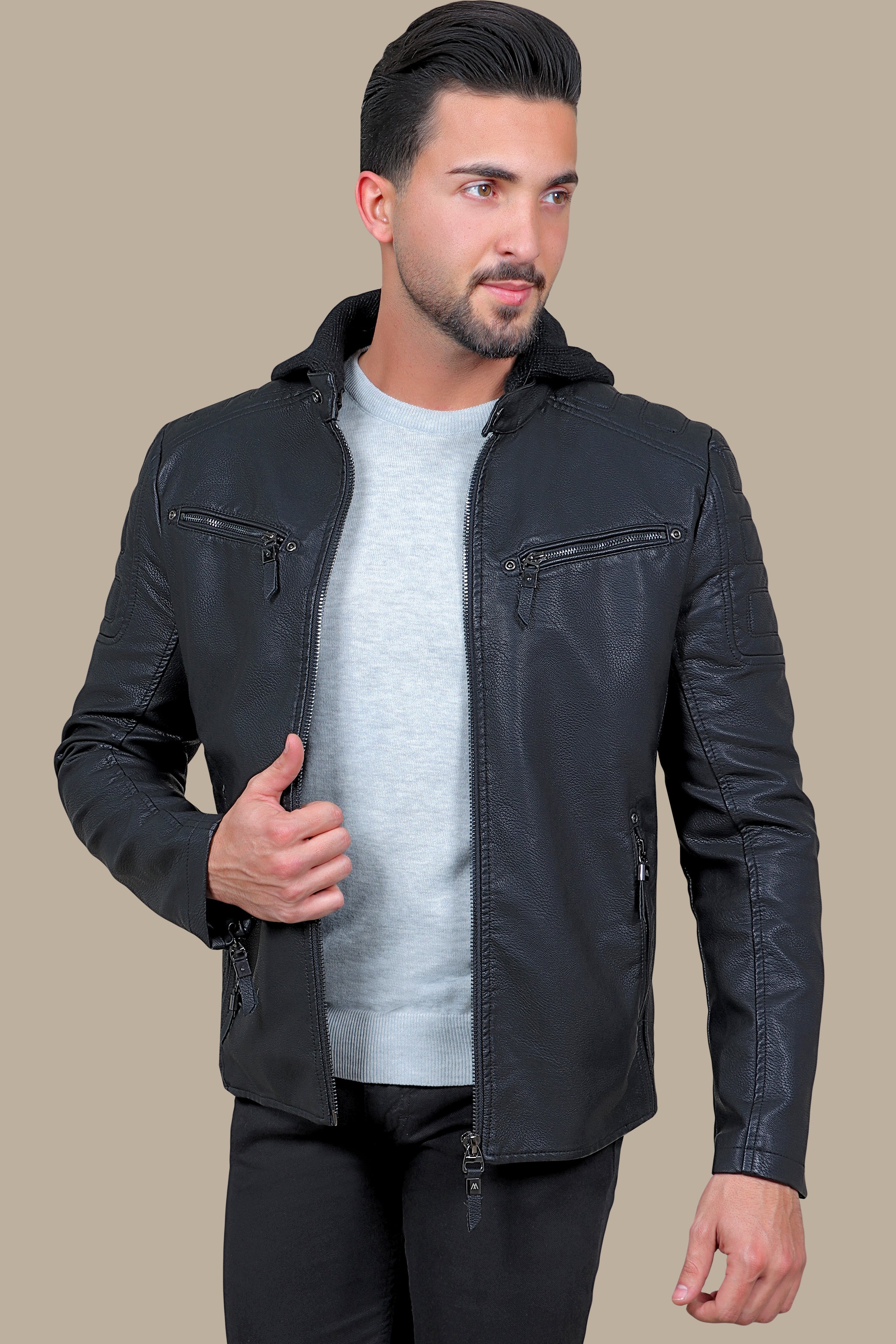 Jacket Faux Leather Classic Long | Black