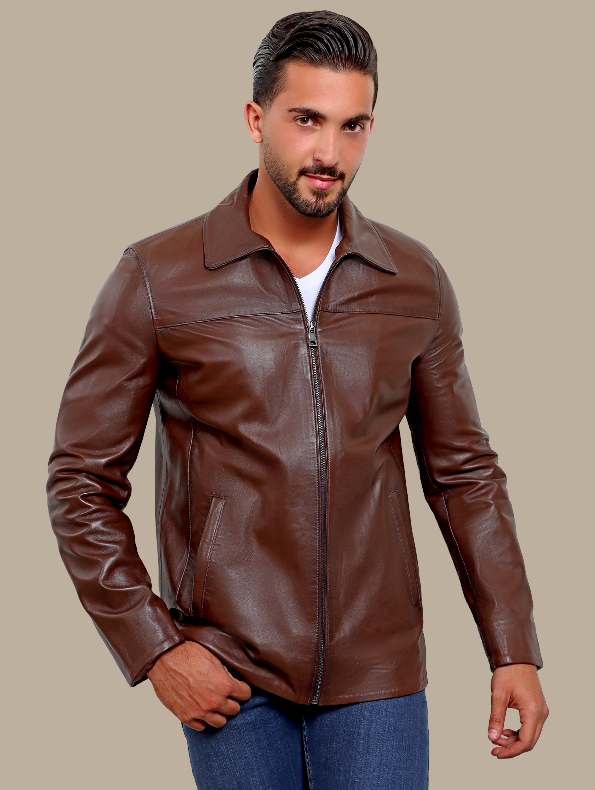 Jacket Real Leather Classic Long | Brown