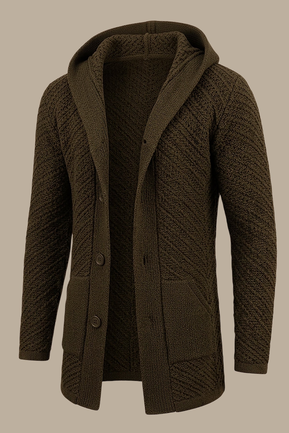 Khaki Braided Cardigan for Effortless Elegance