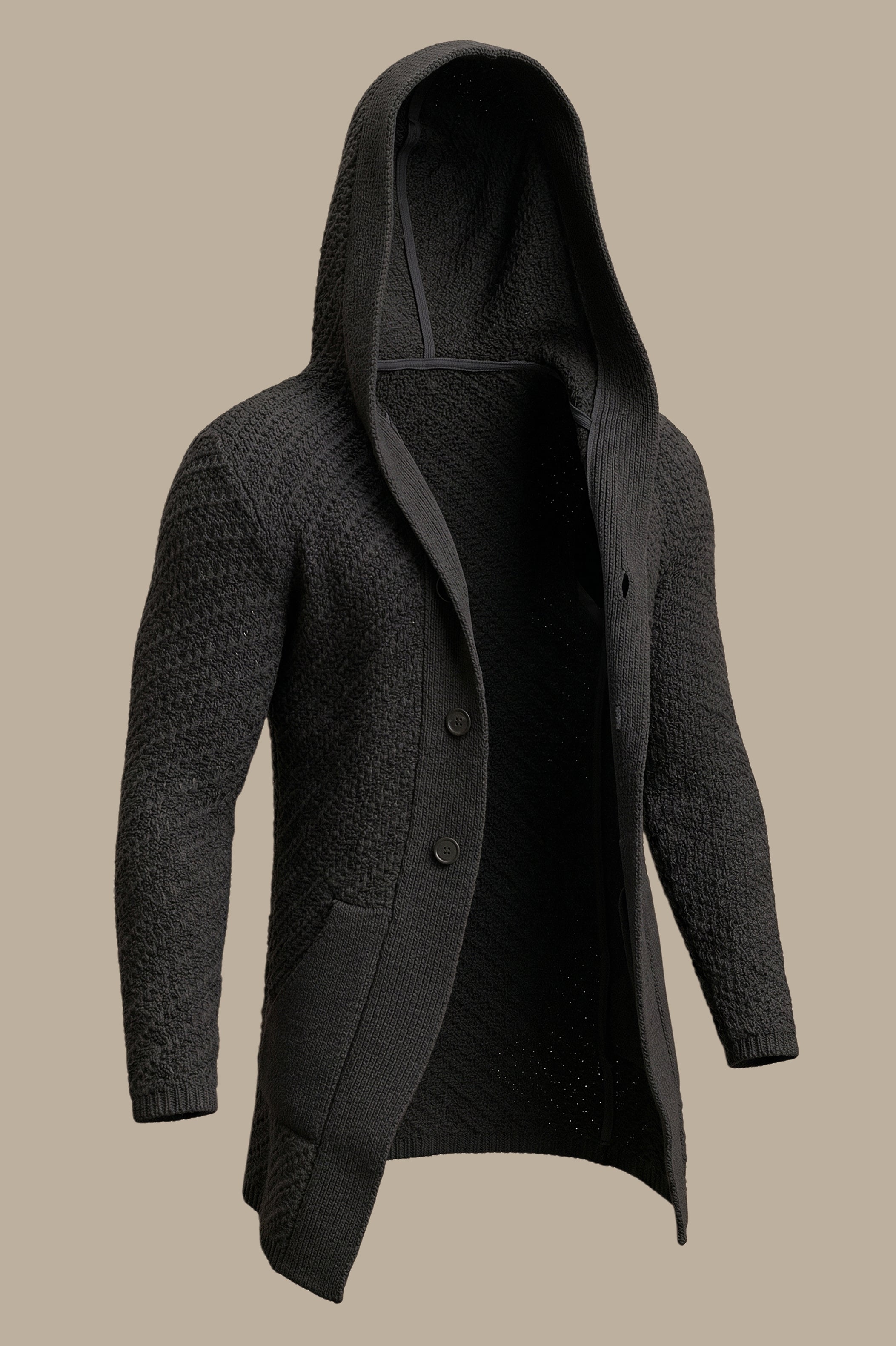 Black Braided Long Cardigan Jacket