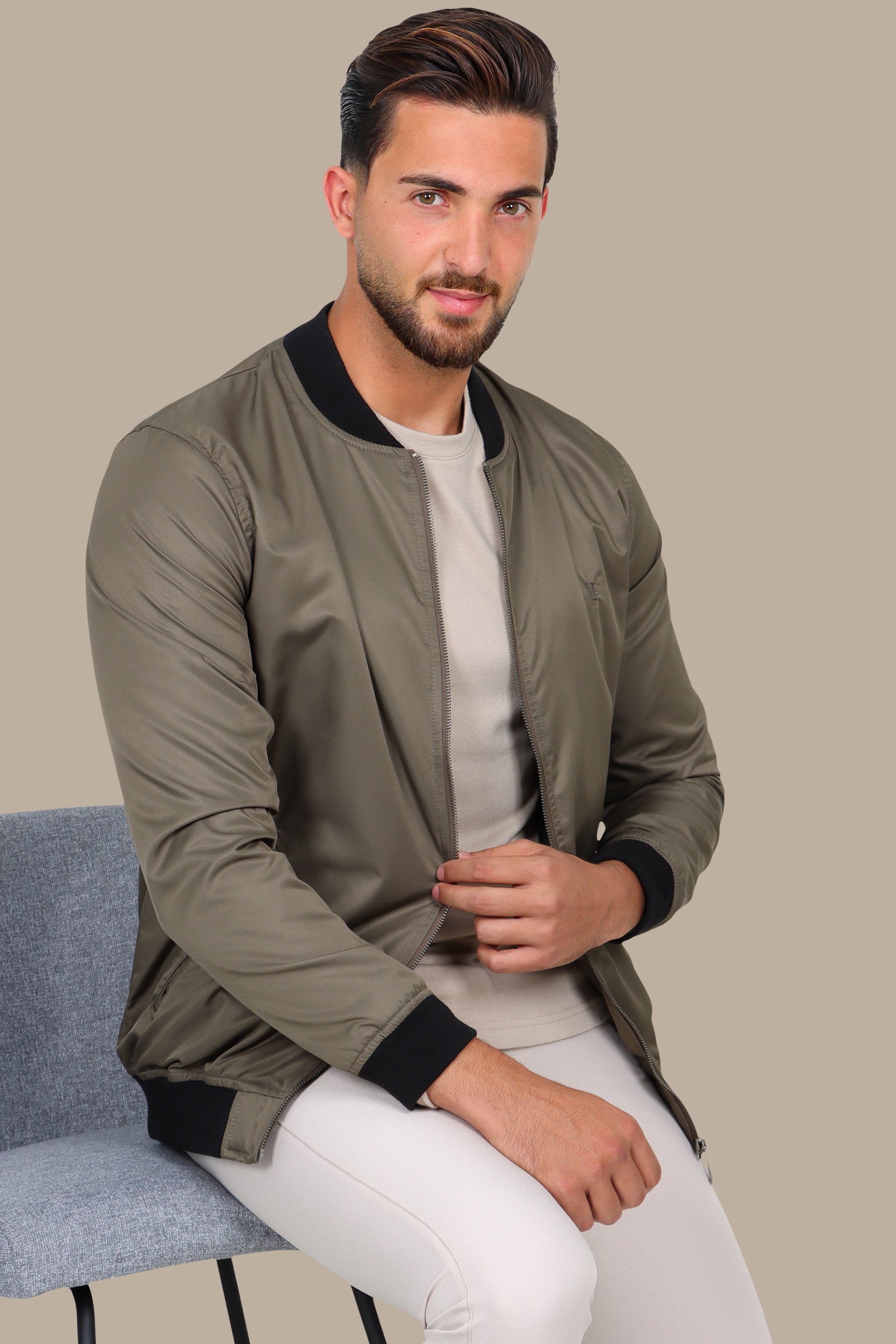 Nature's Shield: Olive Green Waterproof Blouson Jacket