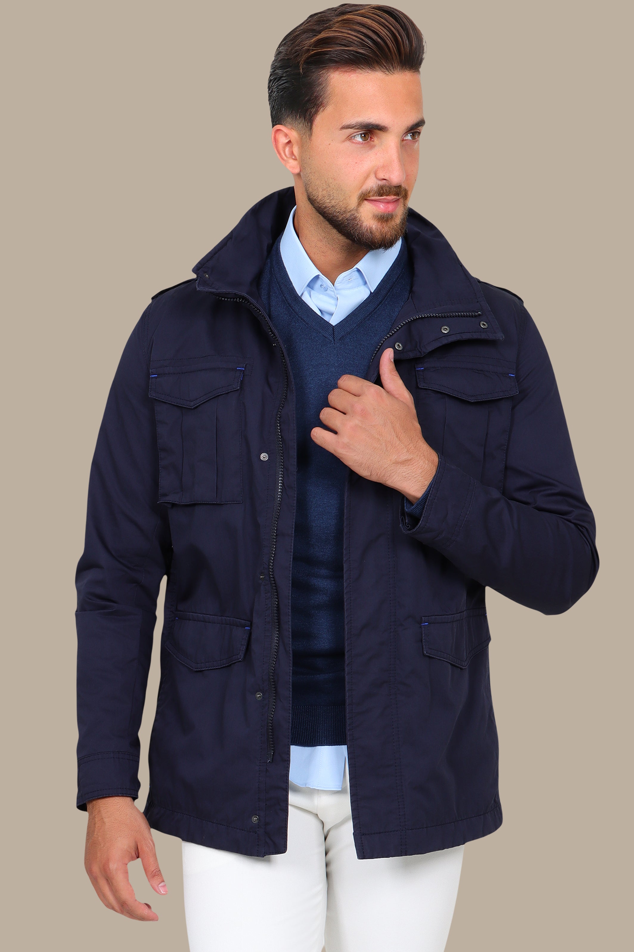 Navy Safari Jacket
