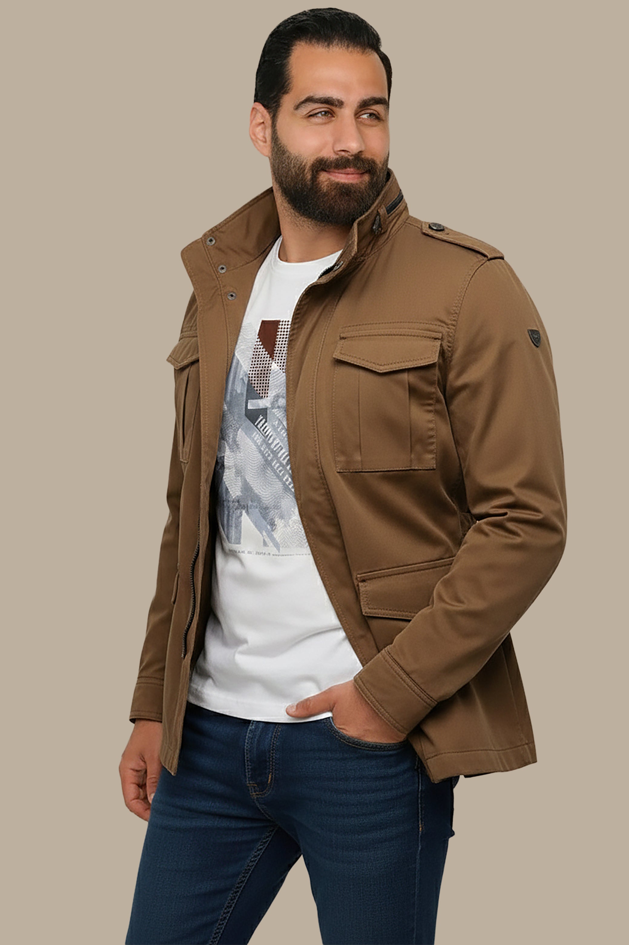 Brown Adventure Safari Jacket: Unleash Your Explorer Spirit