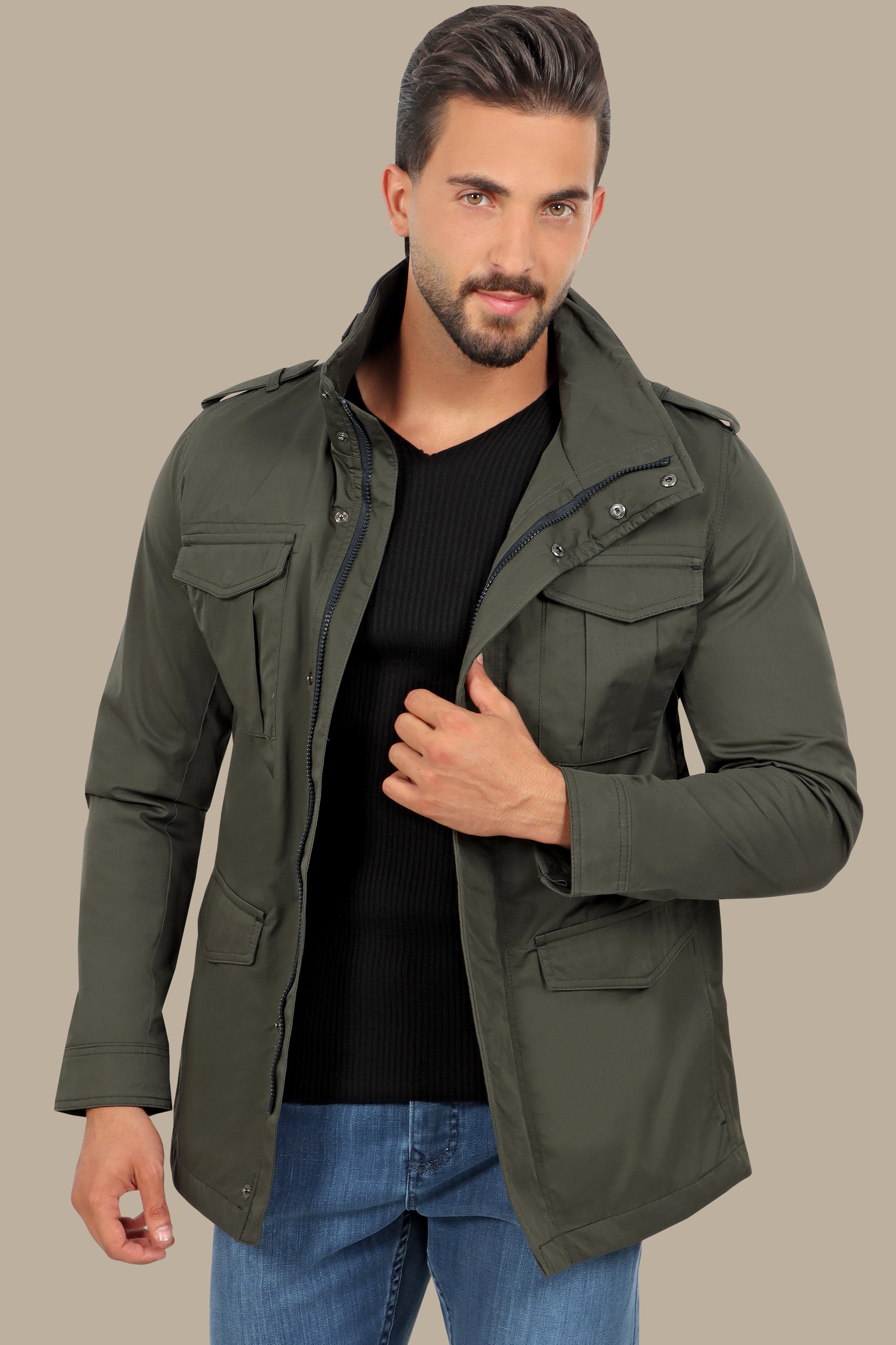 Khaki Adventure Safari Jacket: Explore in Style