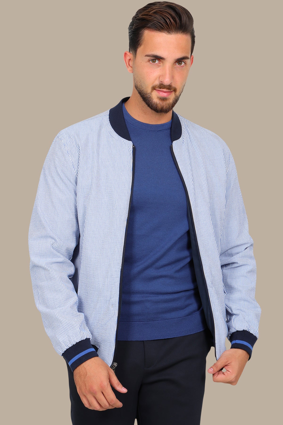 Nautical Elegance: Navy Double-Face Jacket Blouson for Timeless Style