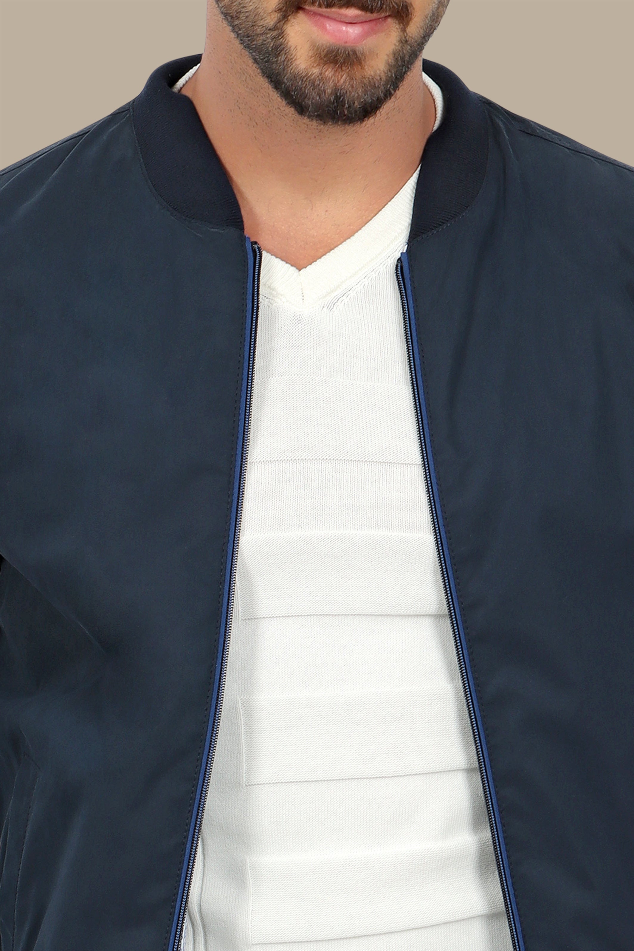 Nautical Elegance: Navy Double-Face Jacket Blouson for Timeless Style