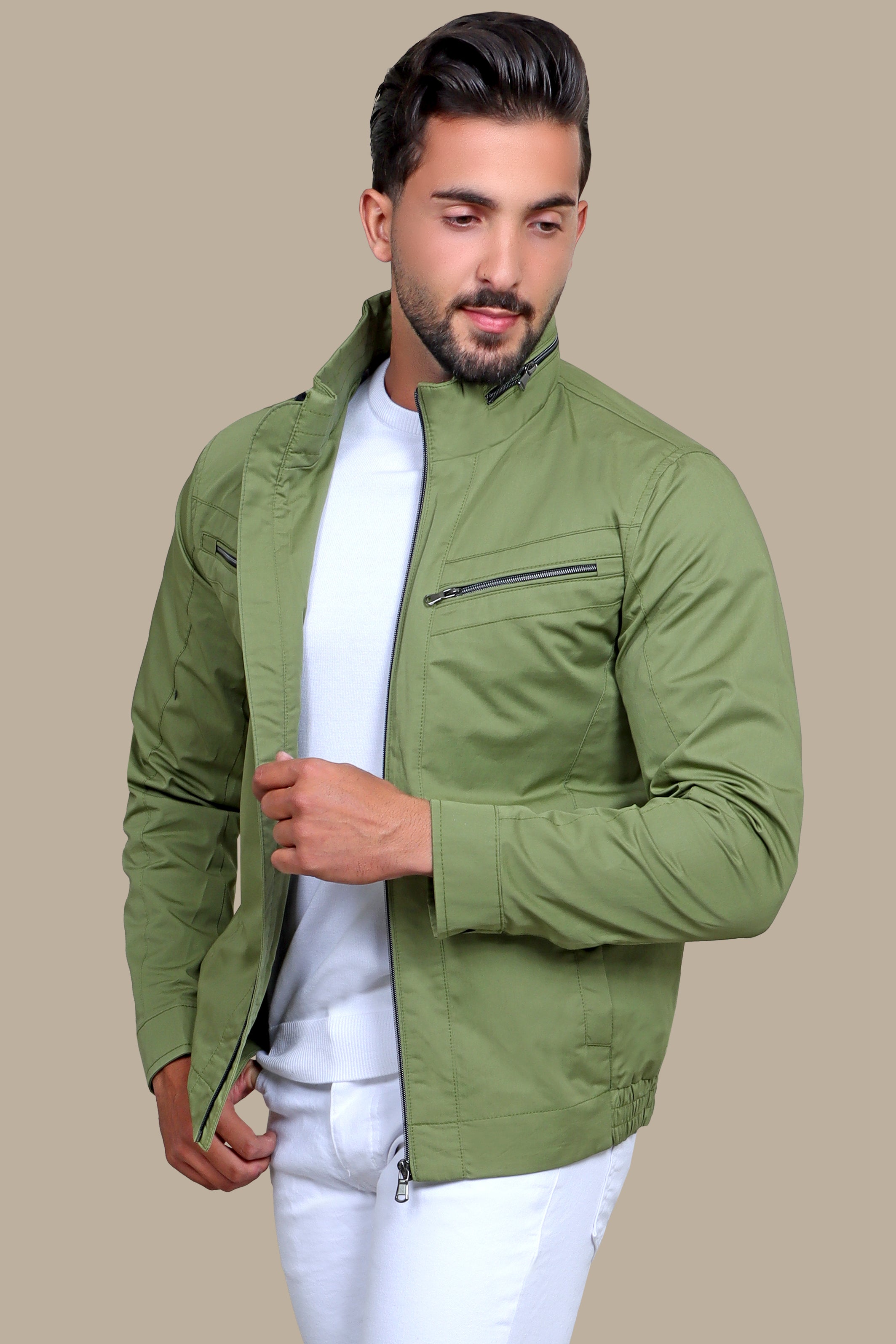 Olive Comfort Dual-Zipper Jacket: Versatile Style and Unmatched Comfort