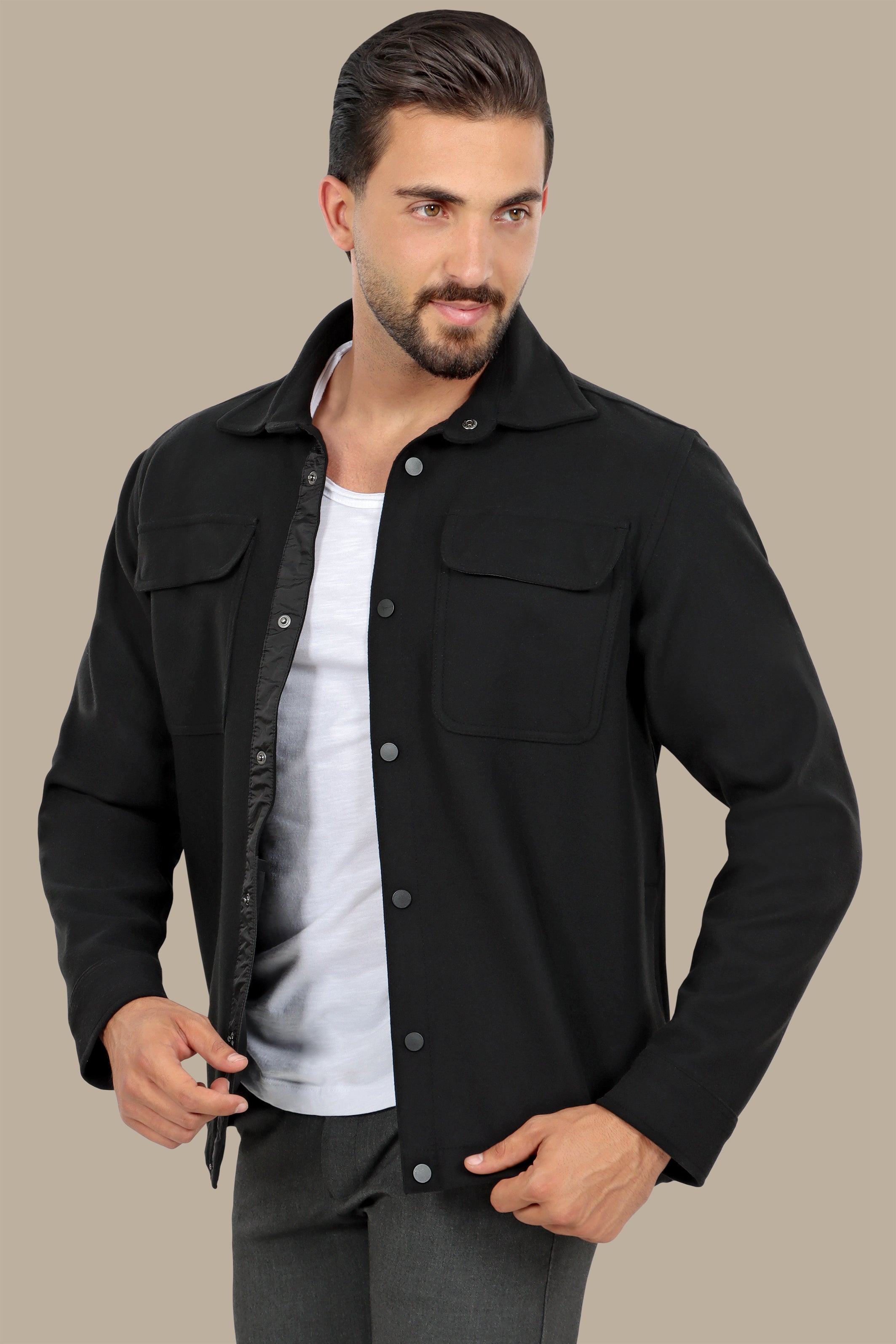 Black Jacket Comfort with Dual Flap Pockets: The Ultimate Style and Utility