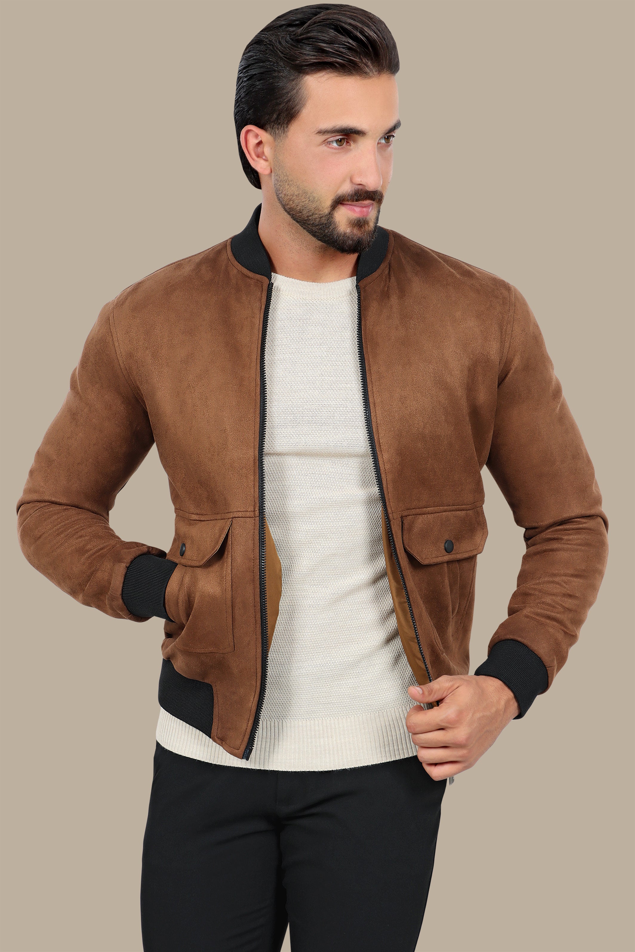 Havane Harmony: Col Mao Blouson Jacket