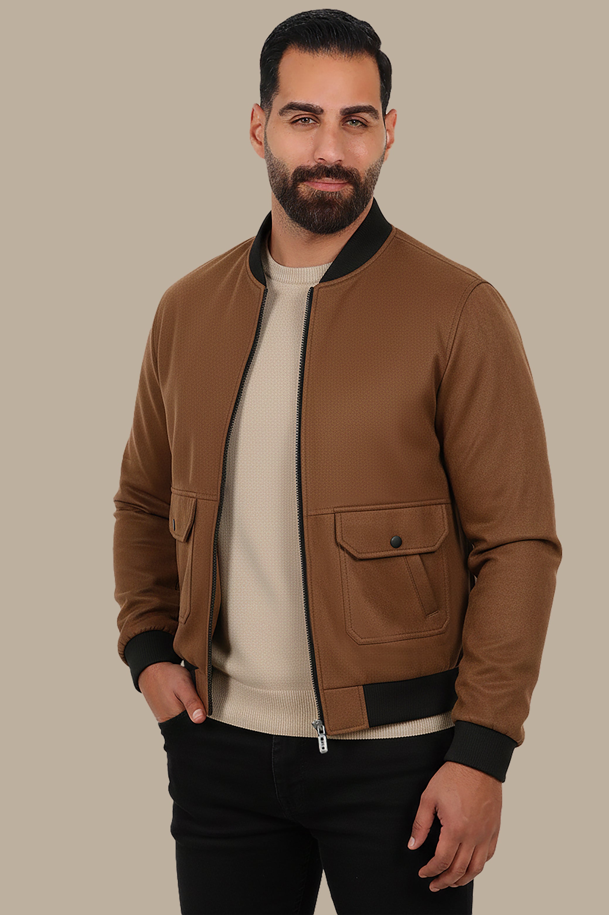Havane Harmony: Col Mao Blouson Jacket