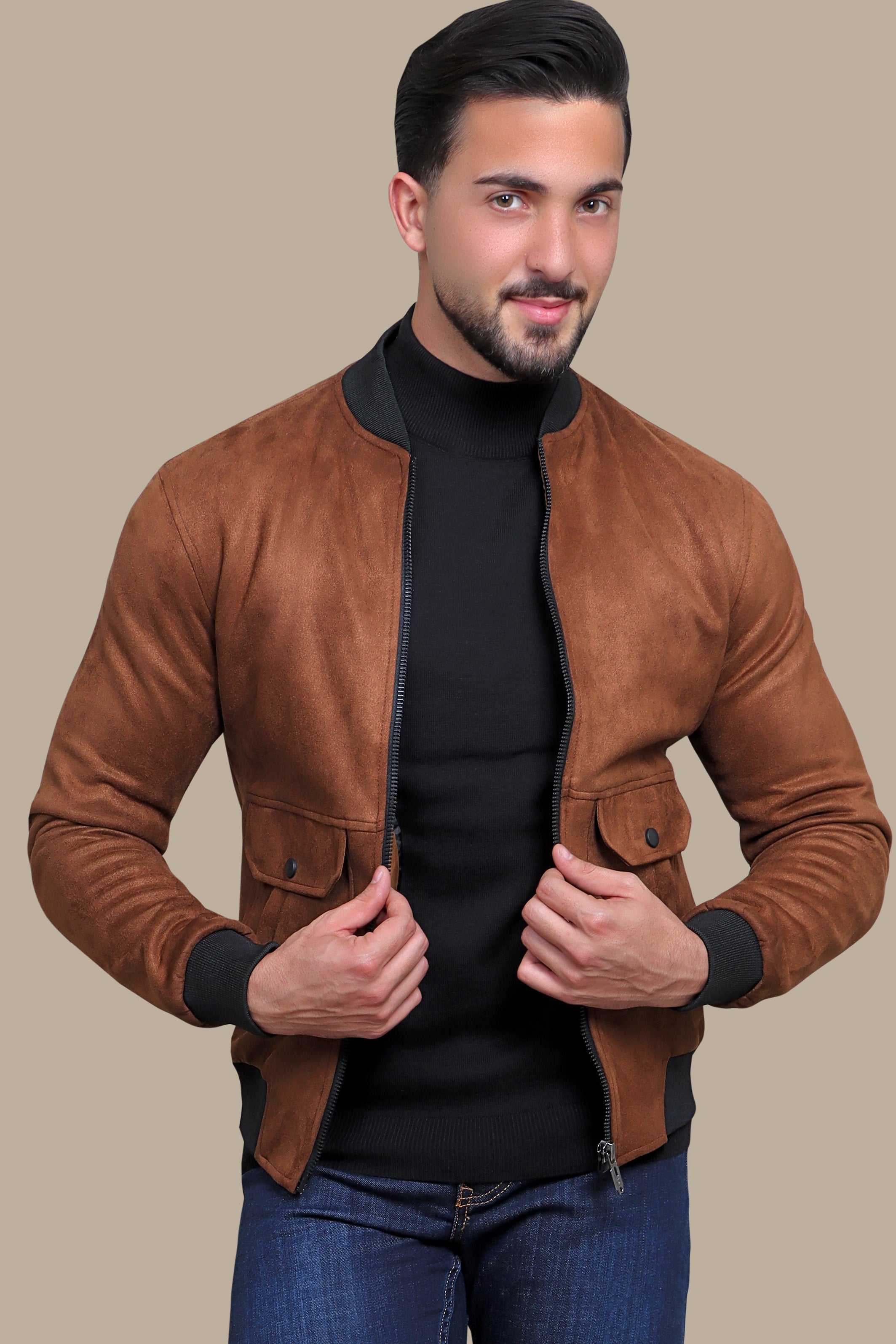 Havane Harmony: Col Mao Blouson Jacket