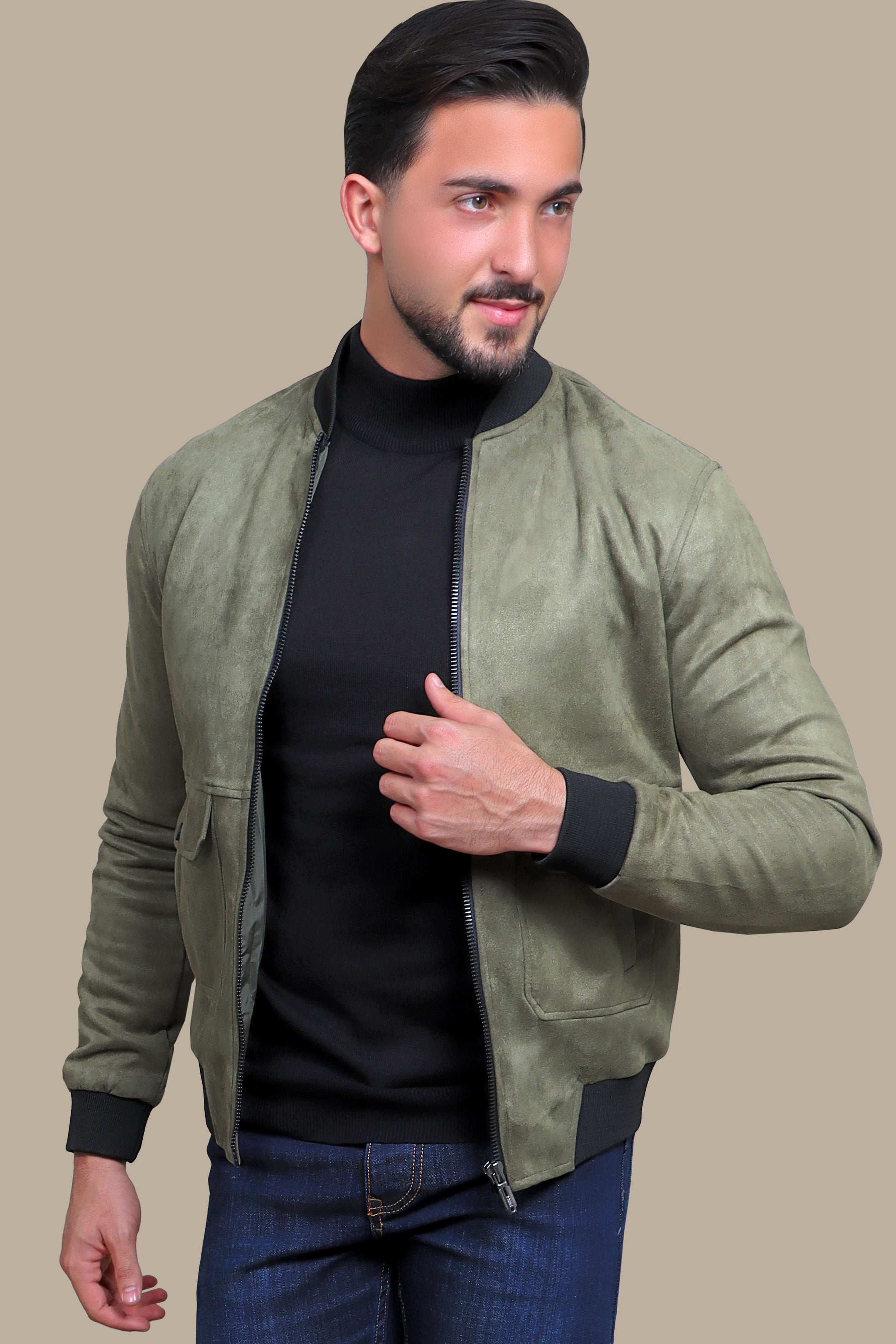 Khaki Coolness: Col Mao Blouson Jacket