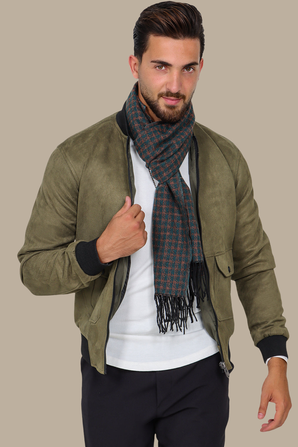 Khaki Coolness: Col Mao Blouson Jacket
