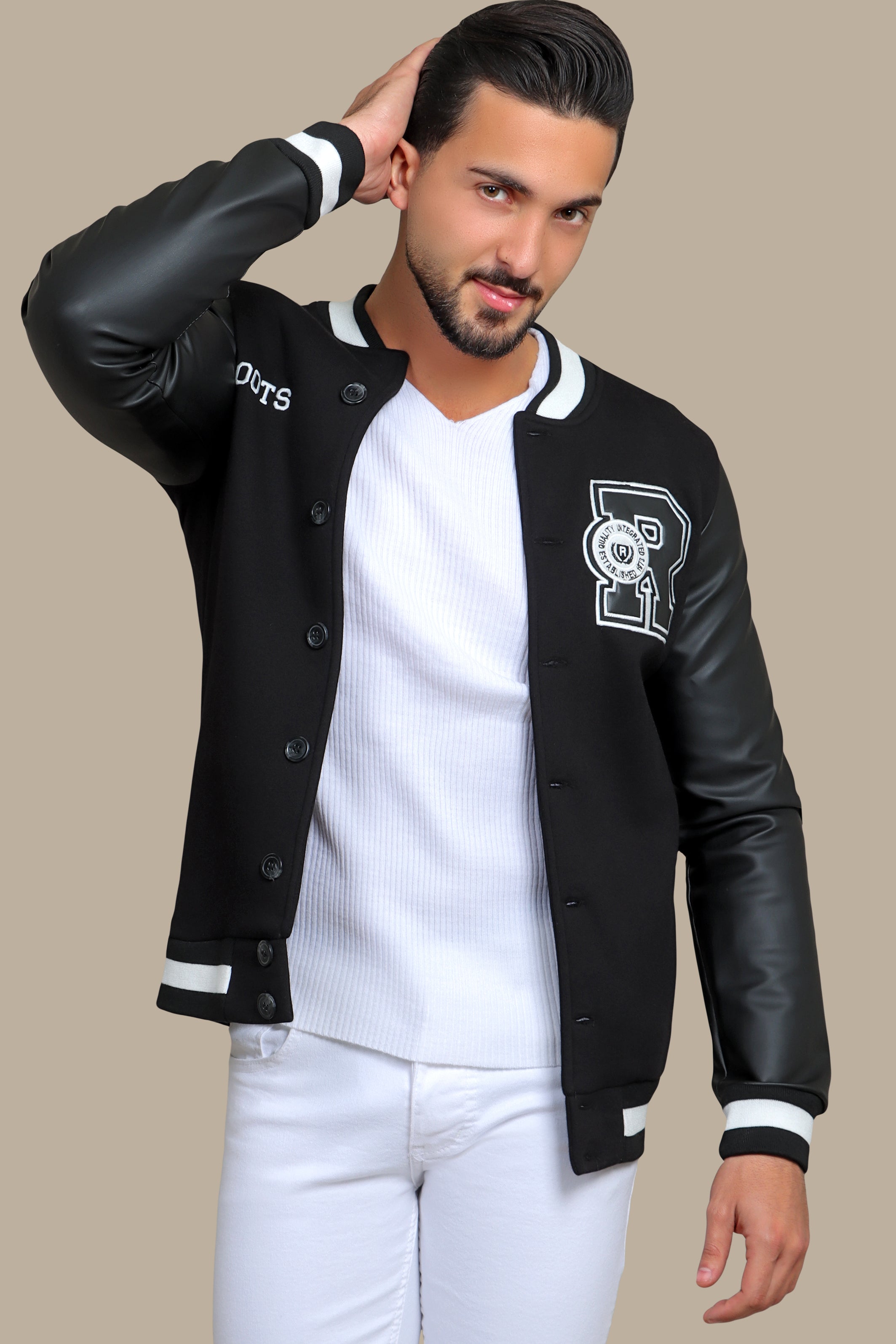 Black Patched Bomber Jacket: Classic Cool with a Stylish Edge