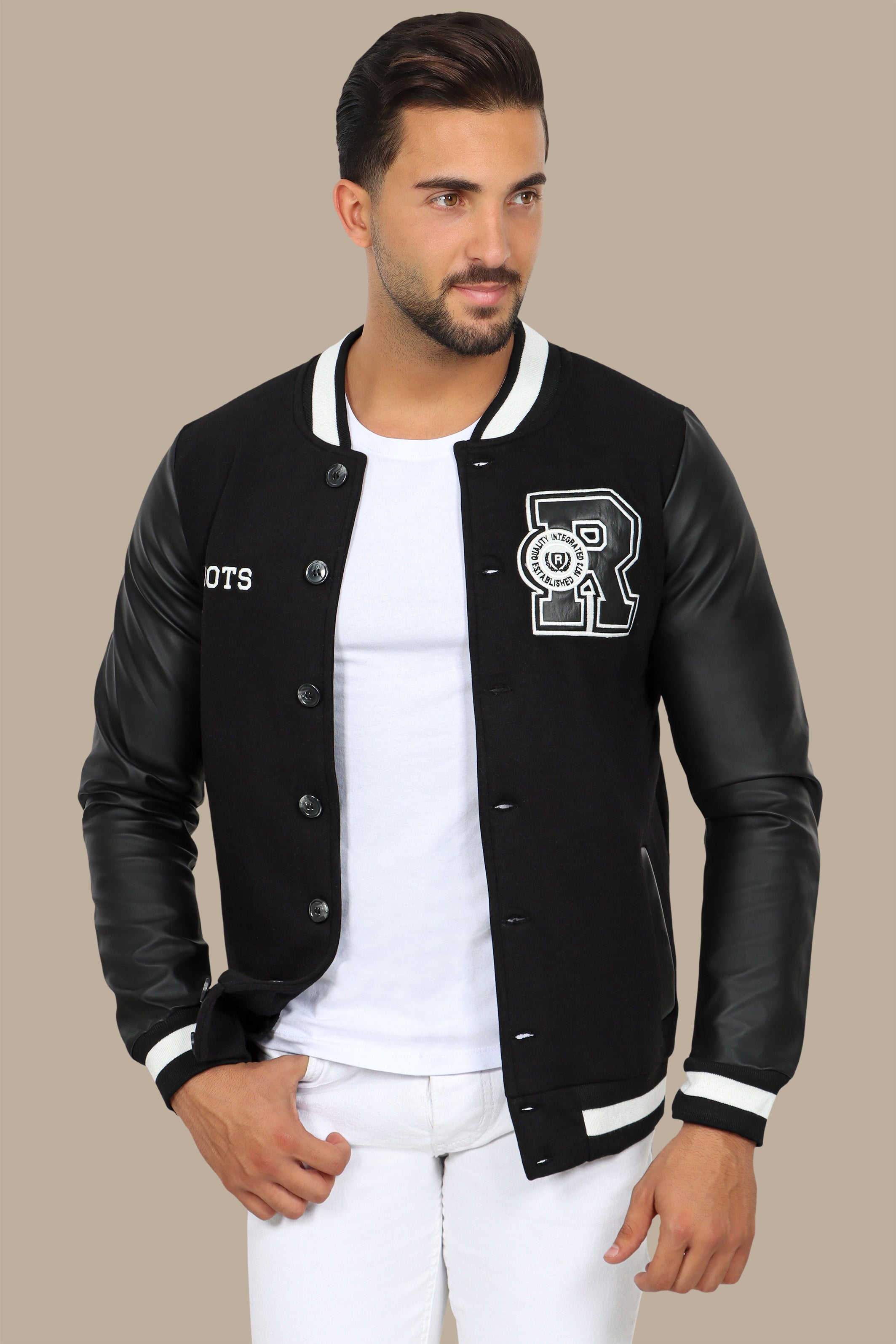 Black Patched Bomber Jacket: Classic Cool with a Stylish Edge