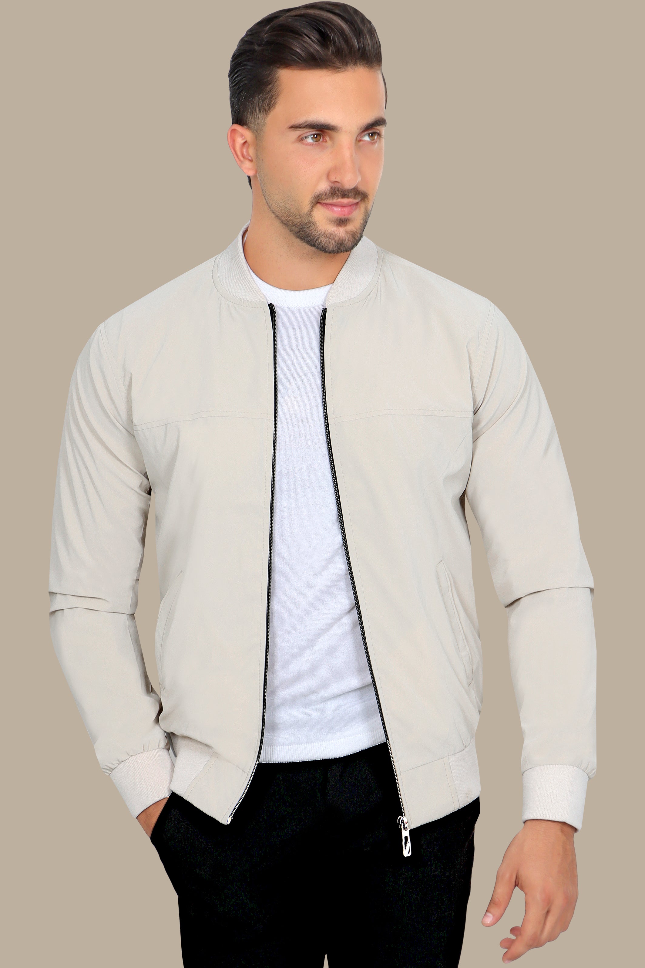 Beige Waterproof Blouson – Sleek & Functional