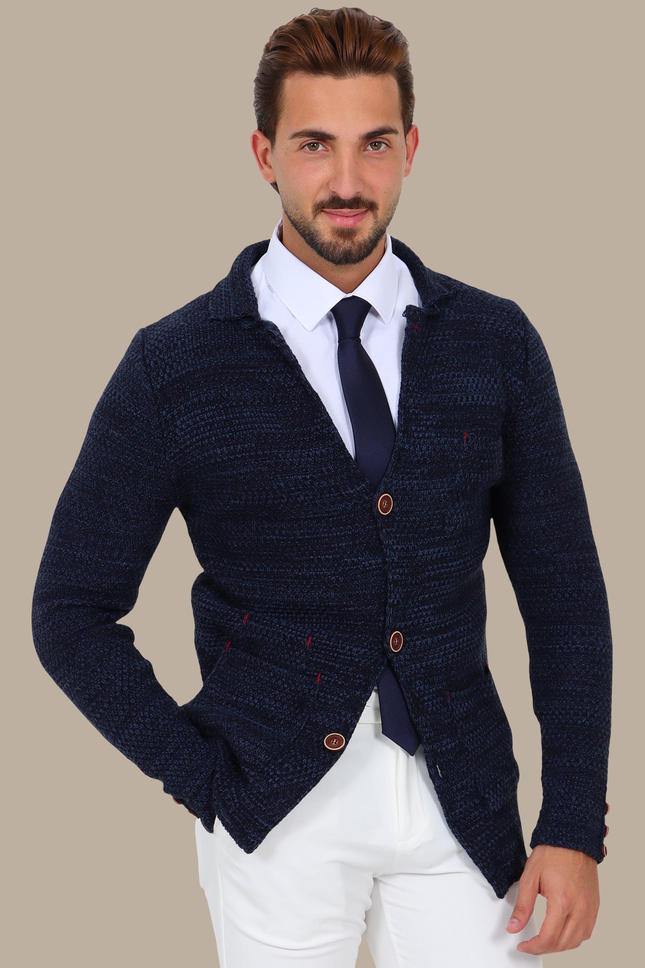 Blue Mercerized Mons Cardigan