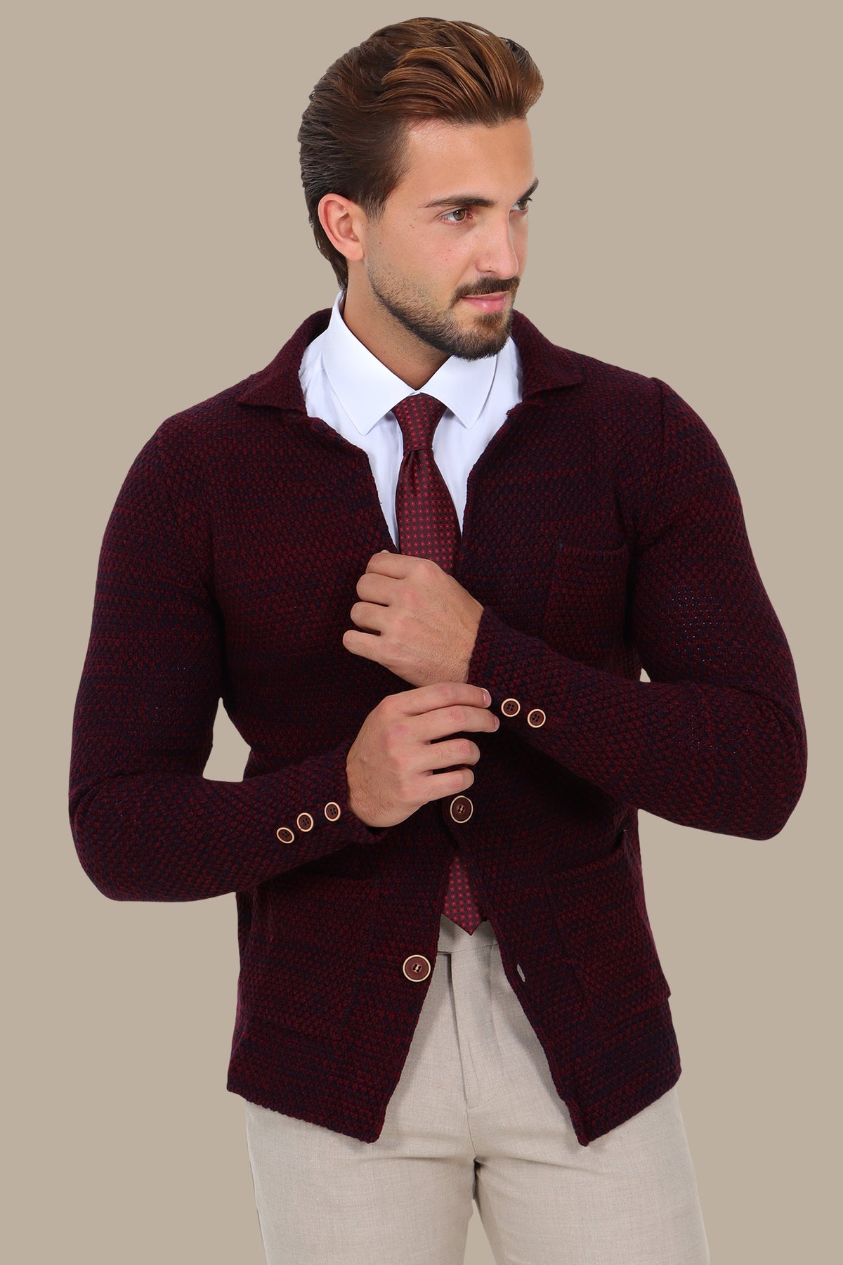 Burgundy Mercerized Mons Cardigan