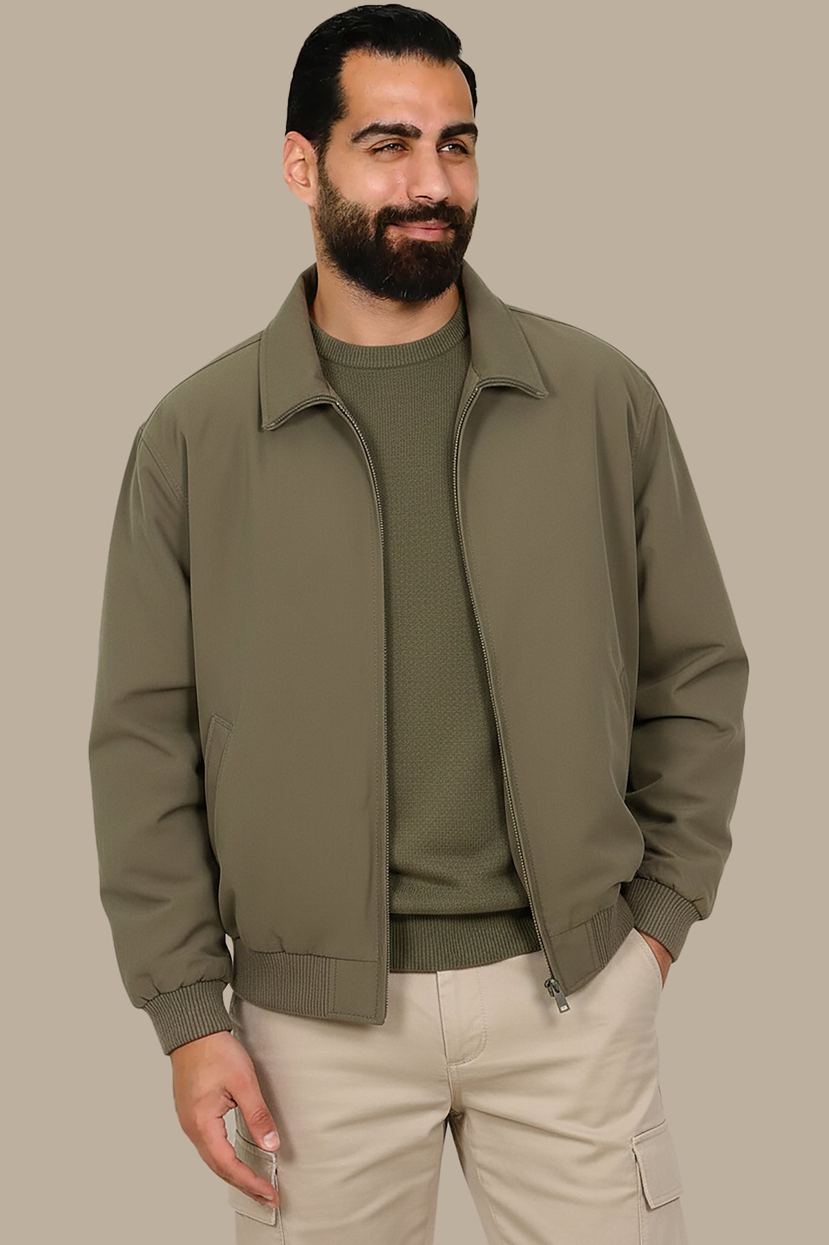 Khaki Oversized Short-Cut Jacket