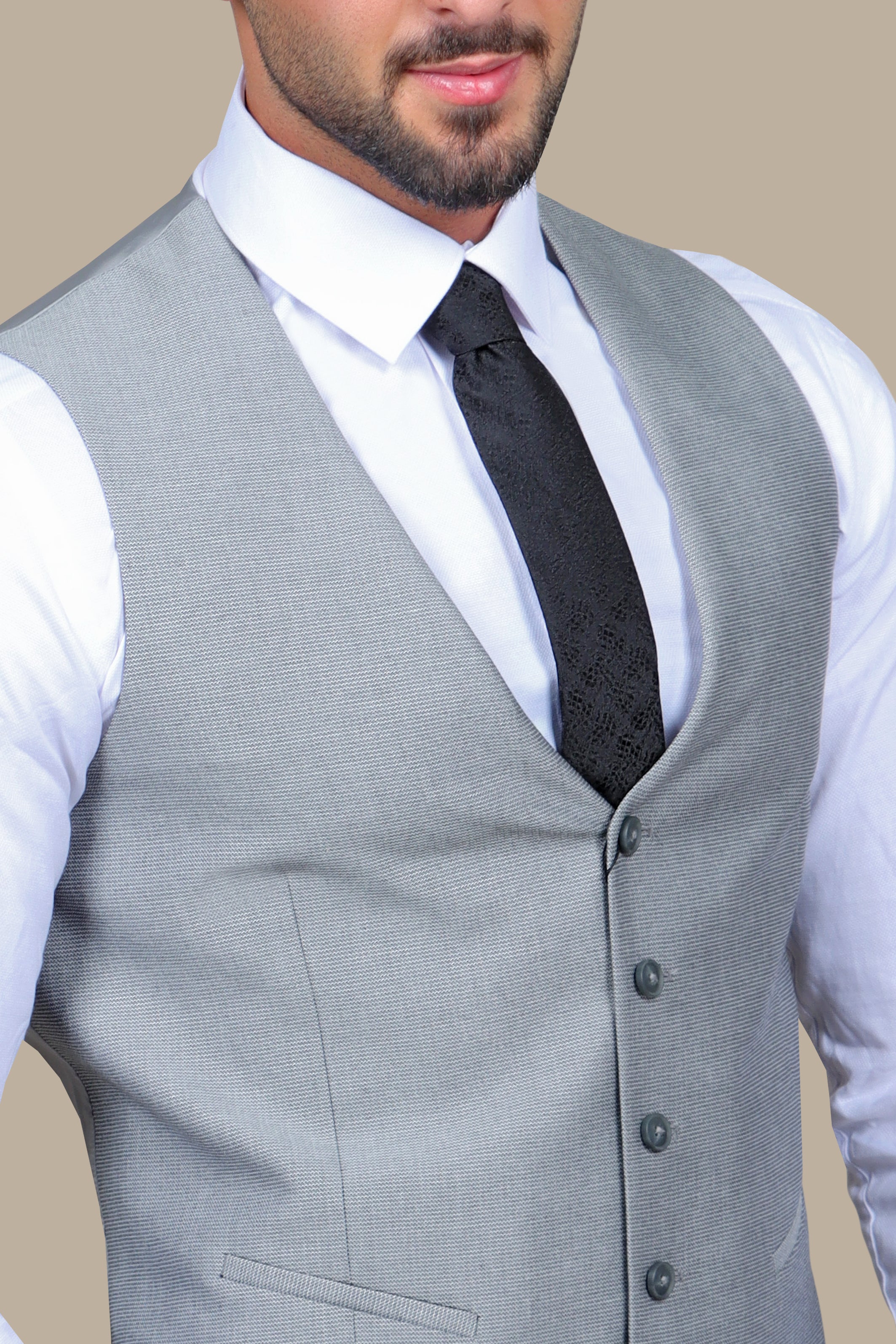 Structured Grey V-Neck Vest: Timeless Elegance