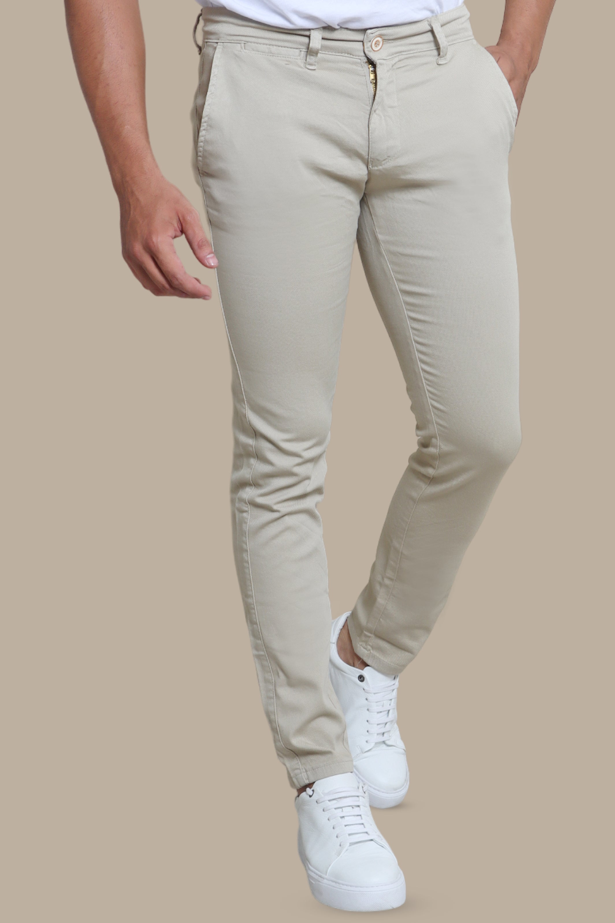 Beige Oxford Slim Fit Chinos