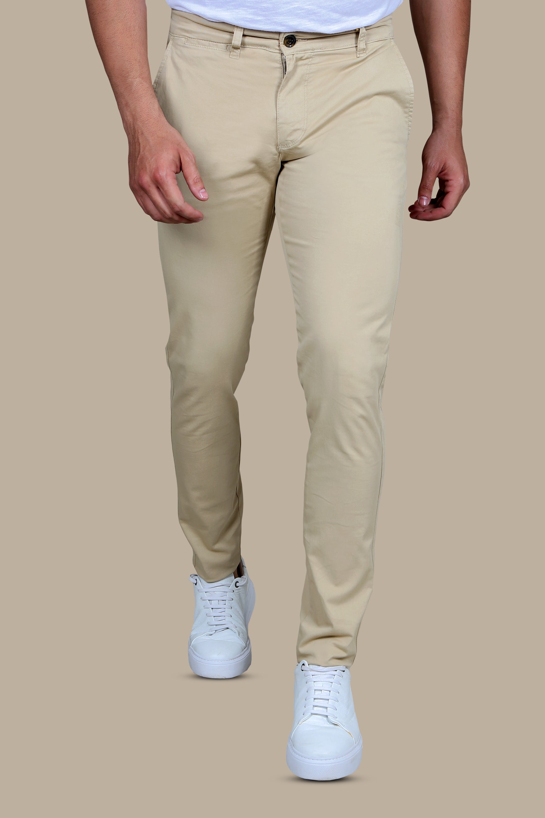 Modern Elegance: Slim Fit Beige Chinos