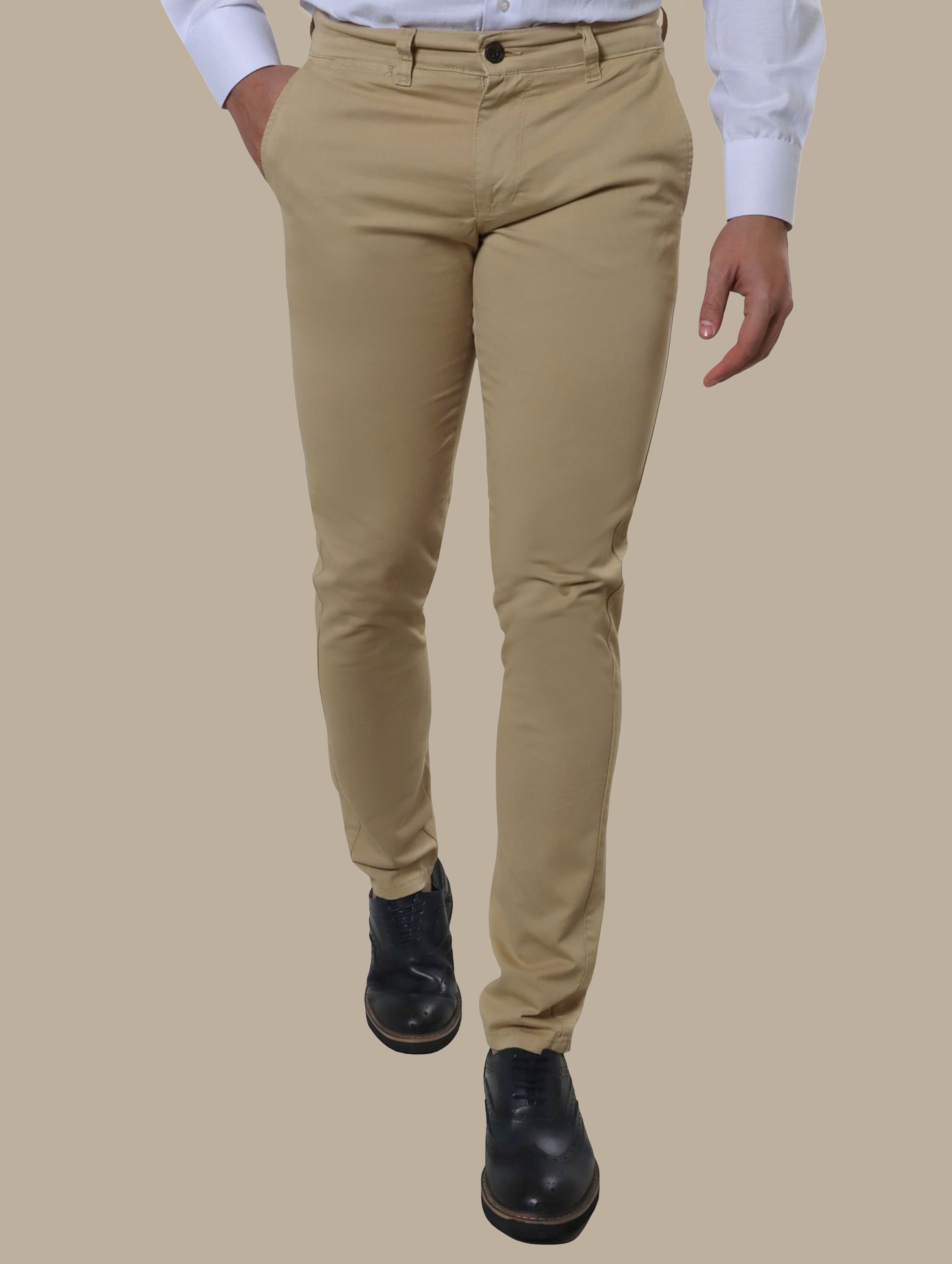 Modern Elegance: Slim Fit Beige Chinos