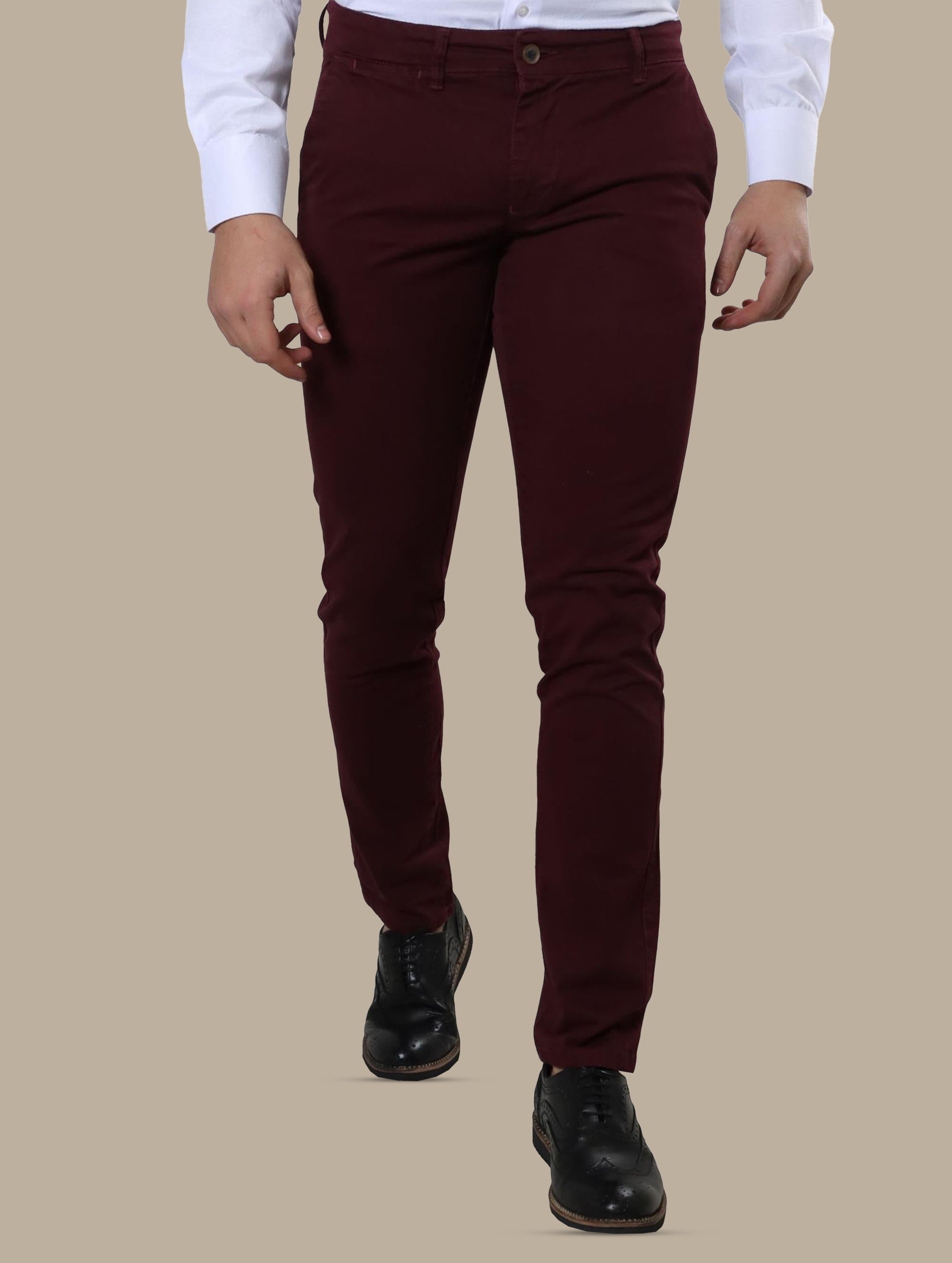 Burgundy Bliss: Slim Fit Chino Trousers