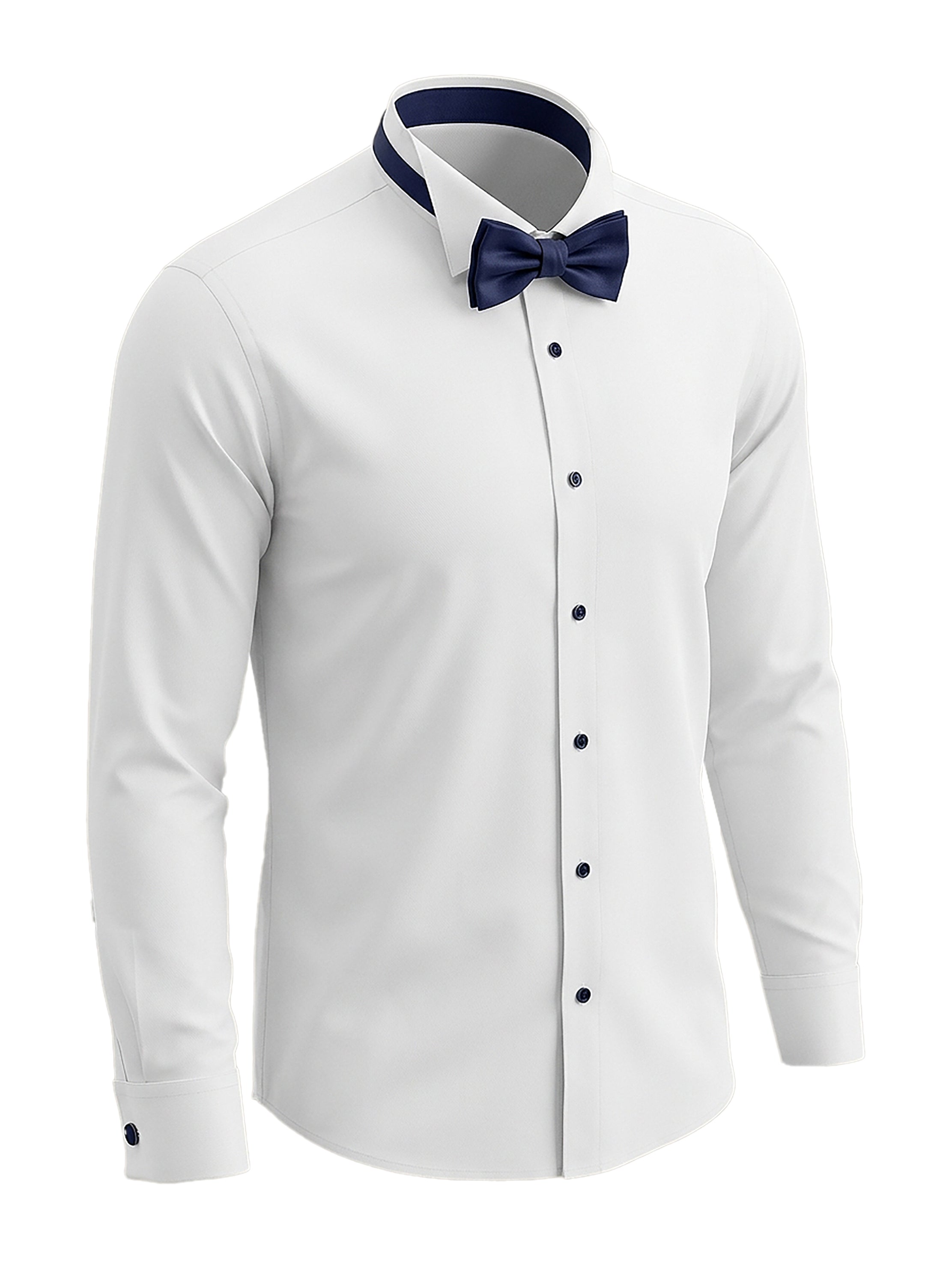 Shirt Tuxedo Black Button Long | White