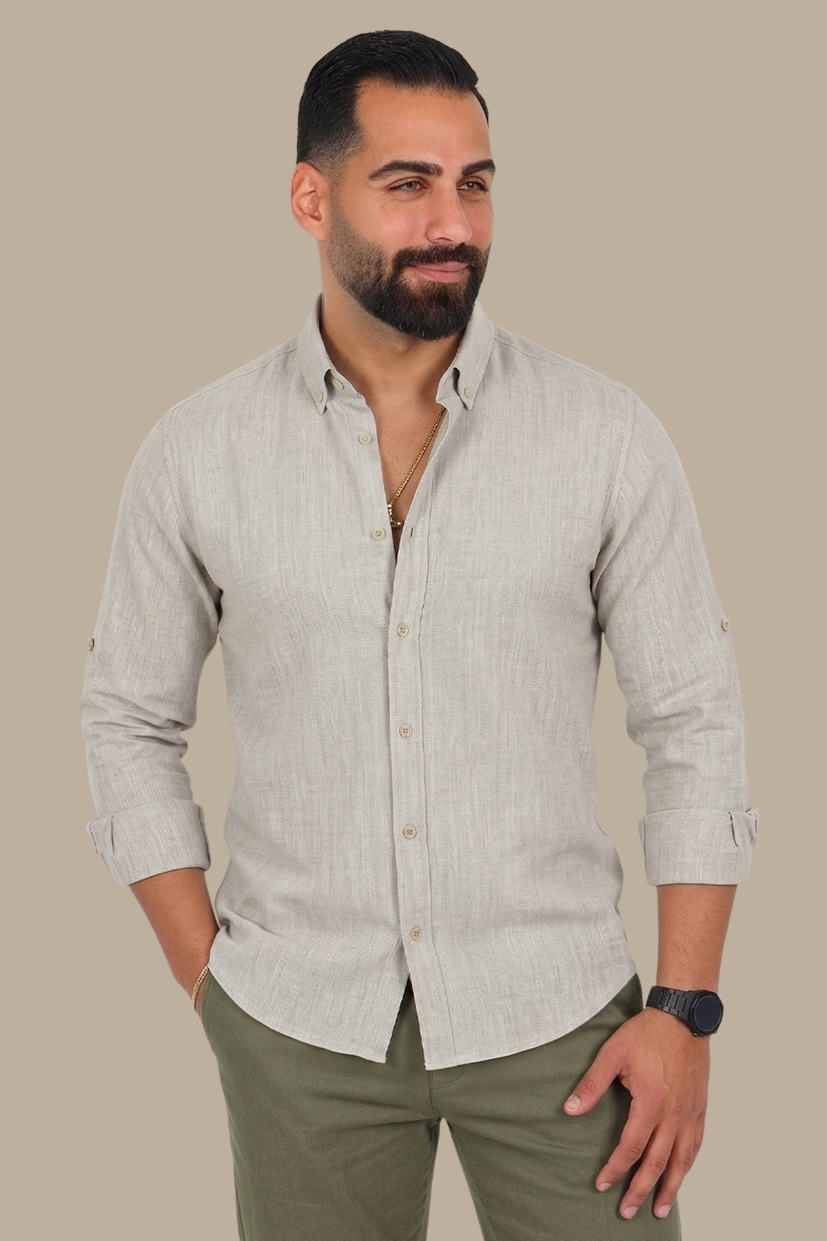 Linen Basic Collar Shirt